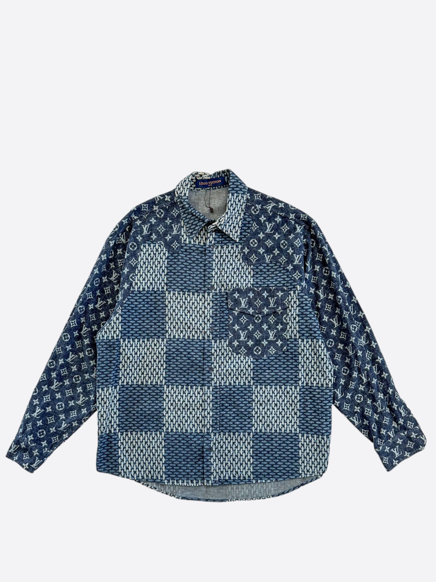 Louis Vuitton Nigo Navy Giant Damier Monogram Button Up Shirt