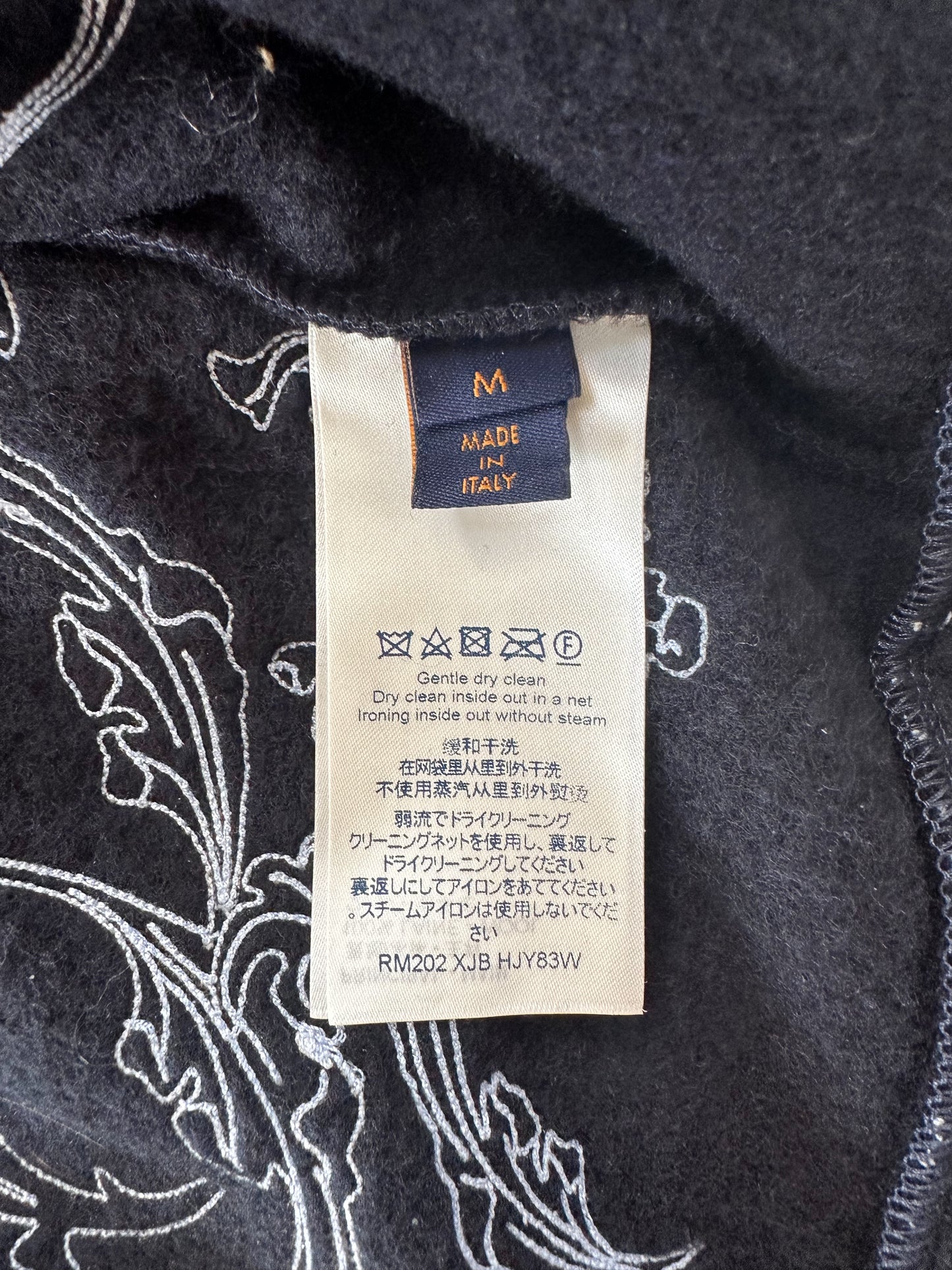 Louis Vuitton Navy & White Flower Embroidered Zip Up Hoodie
