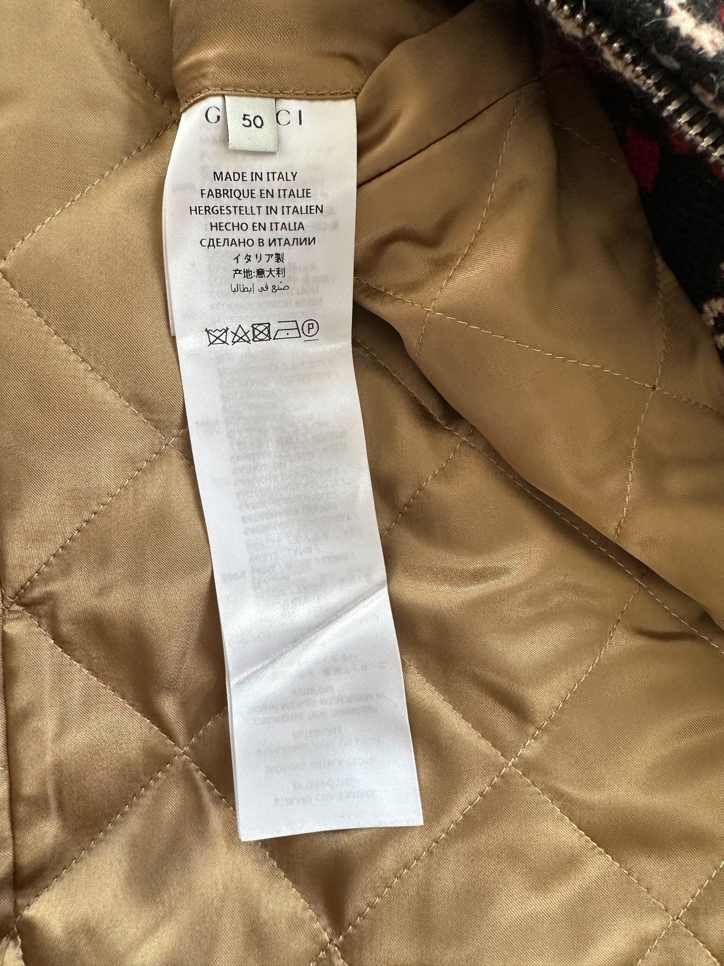 Gucci Black & Red GG Monogram Marco Wool Jacket