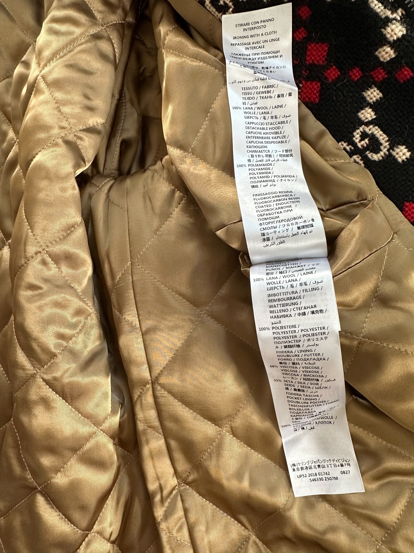 Gucci Black & Red GG Monogram Marco Wool Jacket