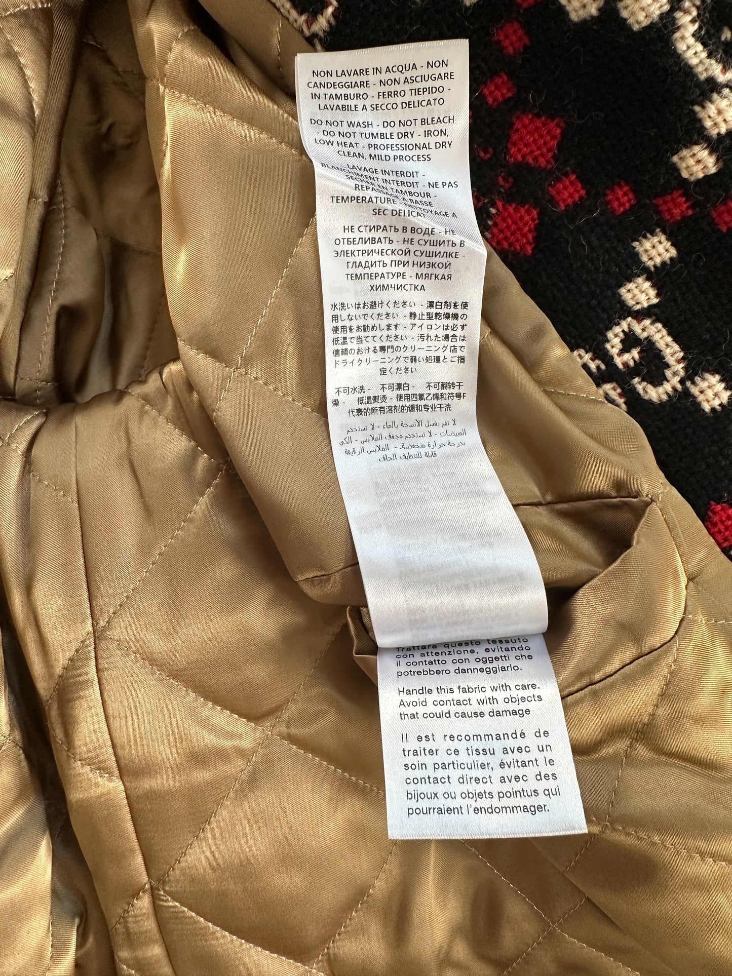 Gucci Black & Red GG Monogram Marco Wool Jacket