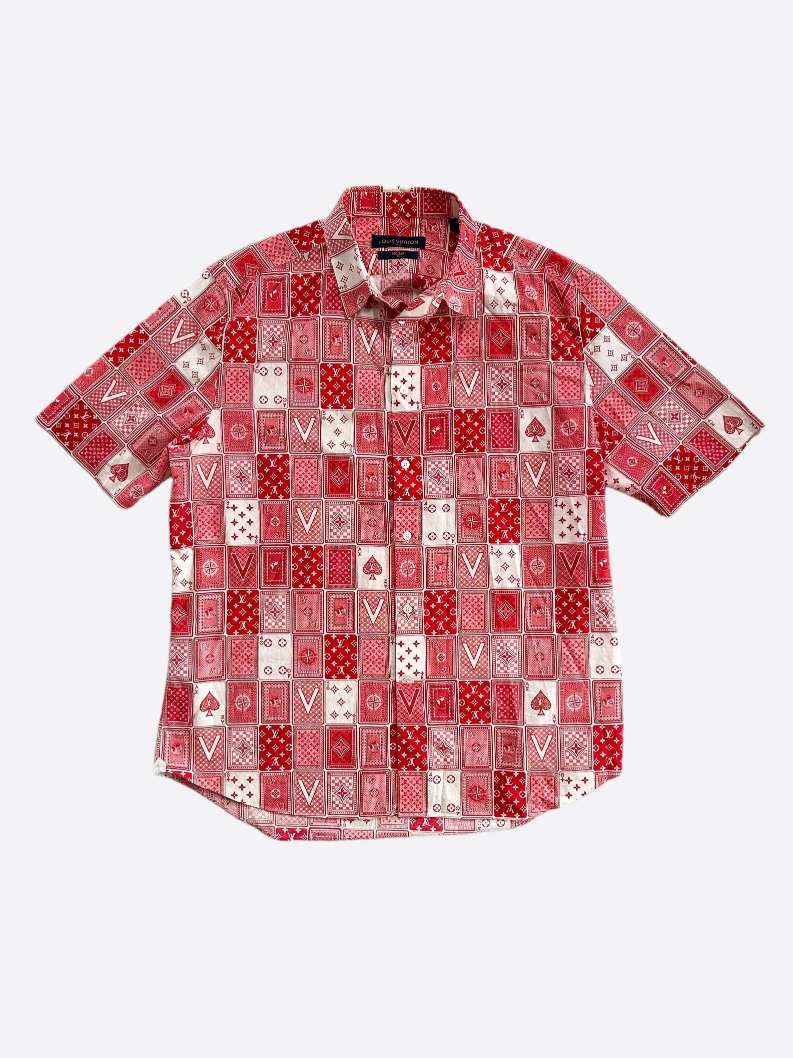 Louis Vuitton Red White Cards Button Up Shirts – Savonches