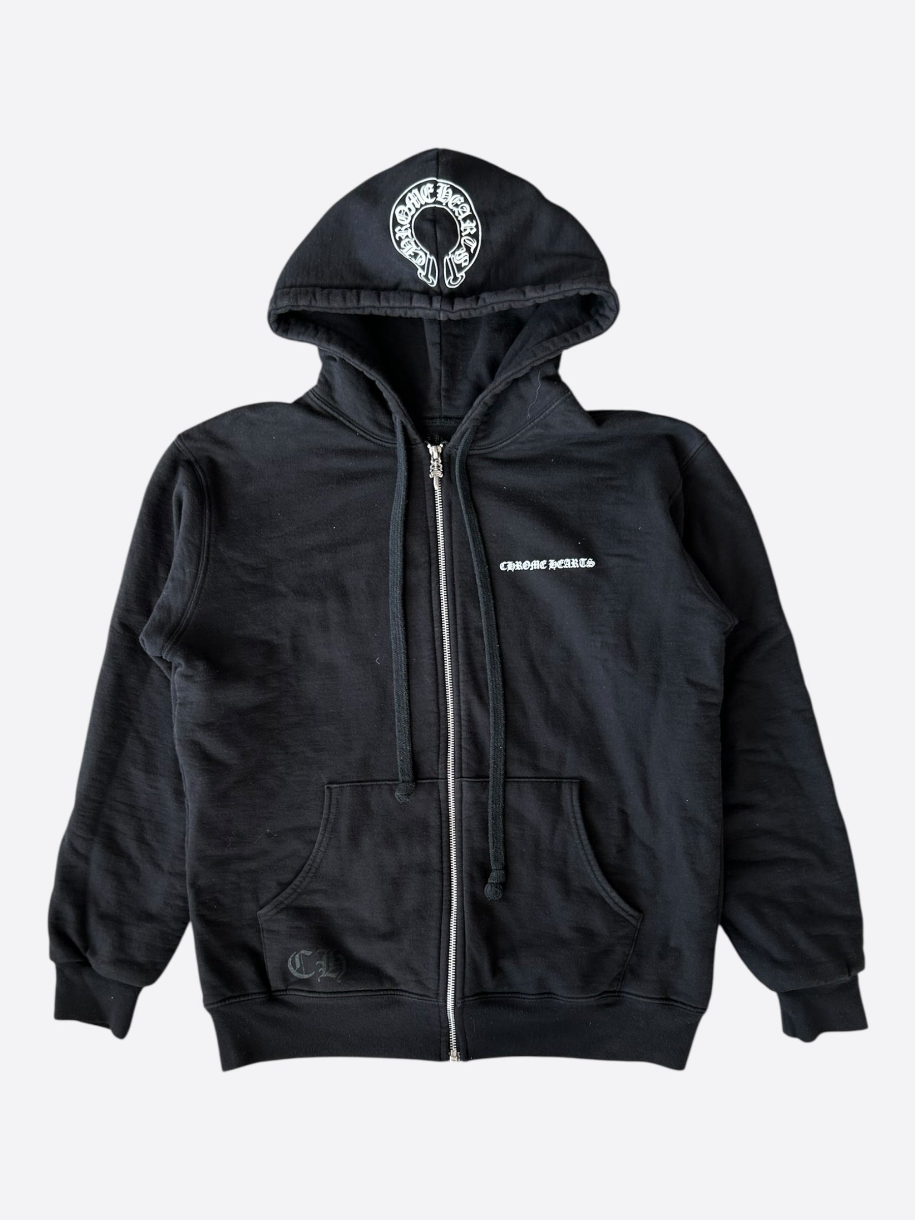 Chrome Hearts Black & White Malibu Cross Logo Zip Up Thermal