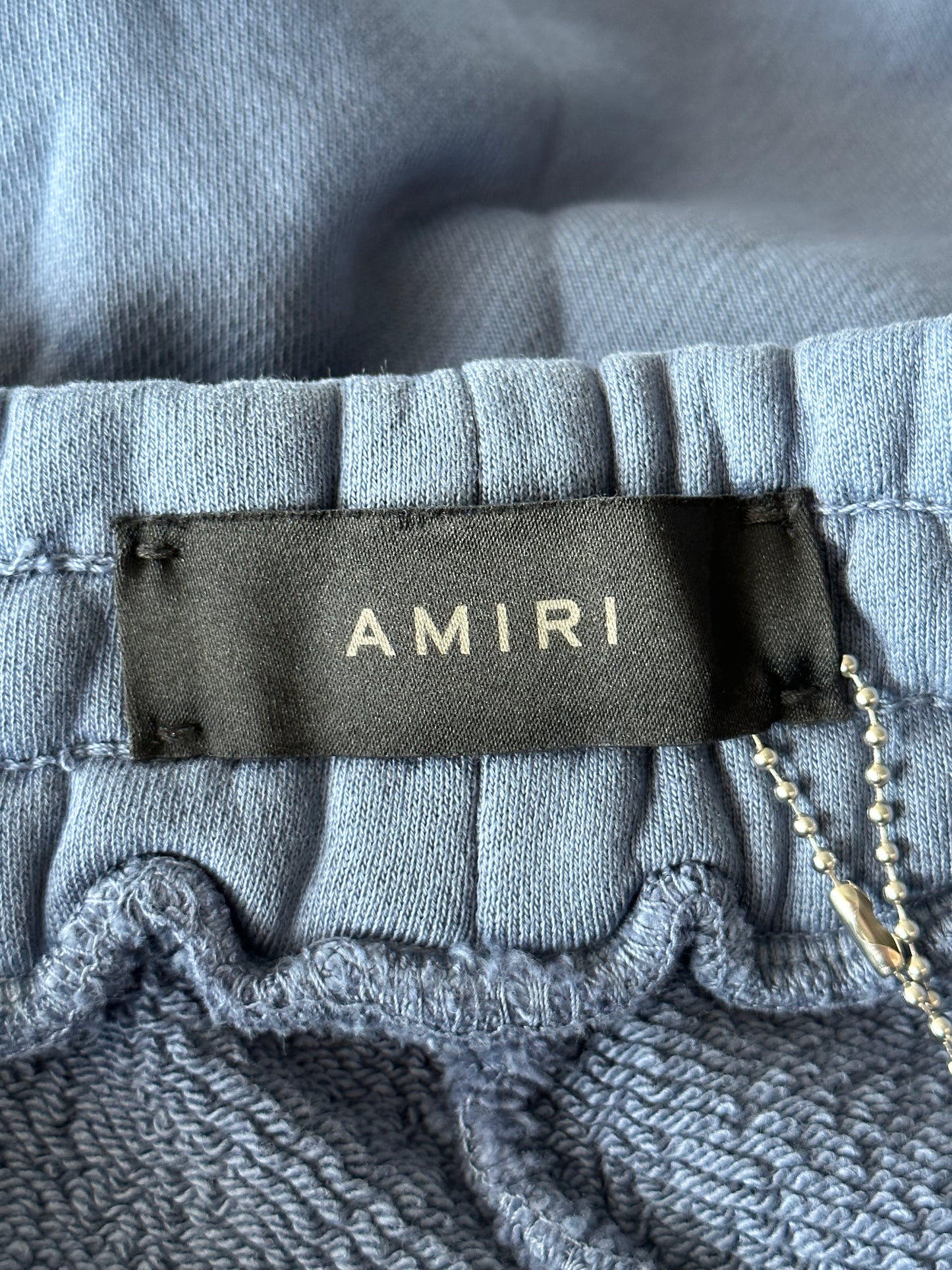 Amiri Blue & White 22 Logo Shorts