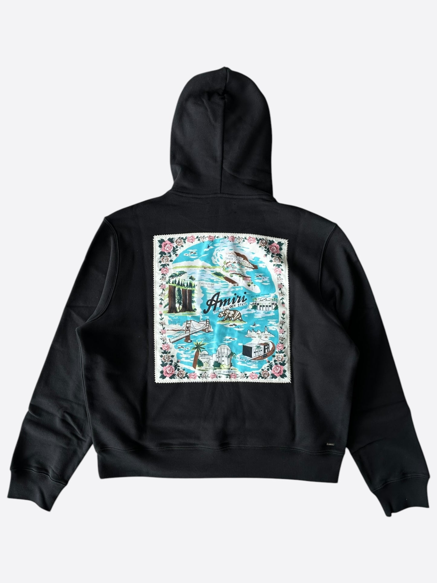 Amiri Black California Hawaiian Logo Hoodie