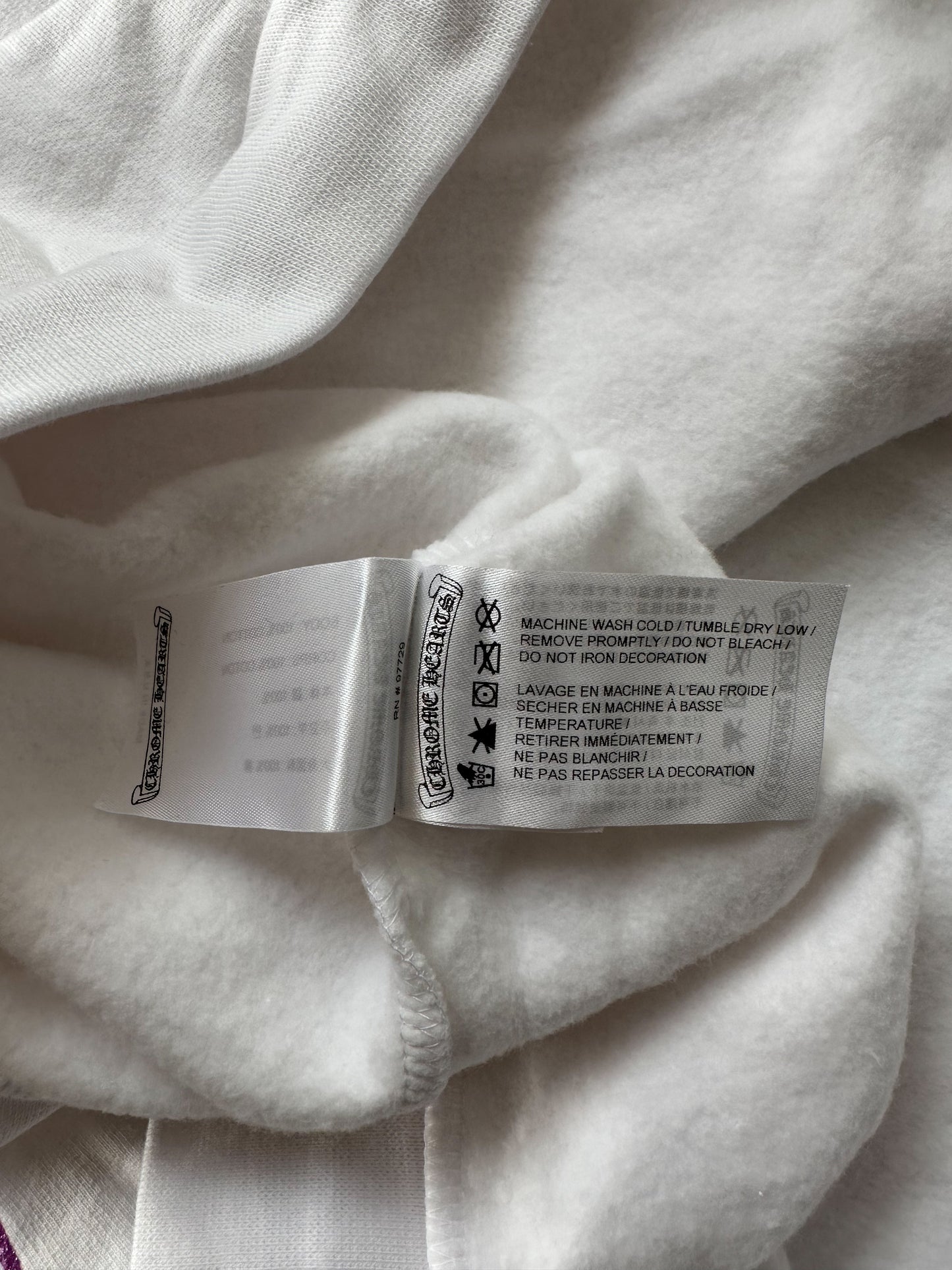 Chrome Hearts White & Pink Glitter Horseshoe Logo Hoodie