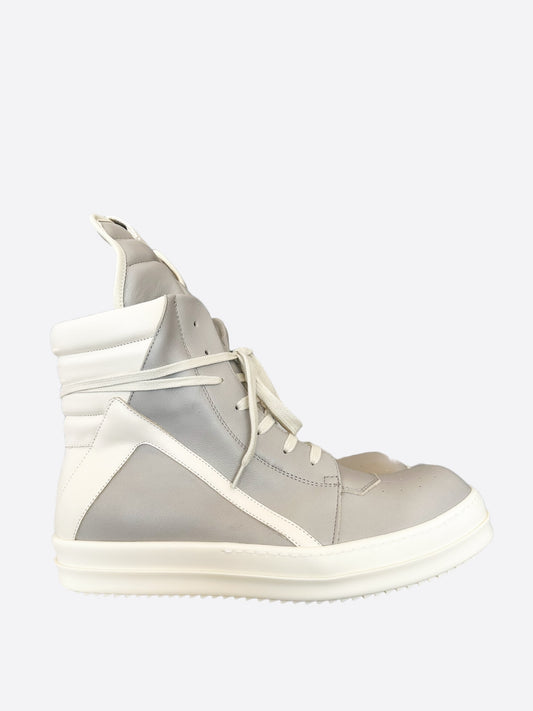 Rick Owens Grey & White Geobasket Sneakers