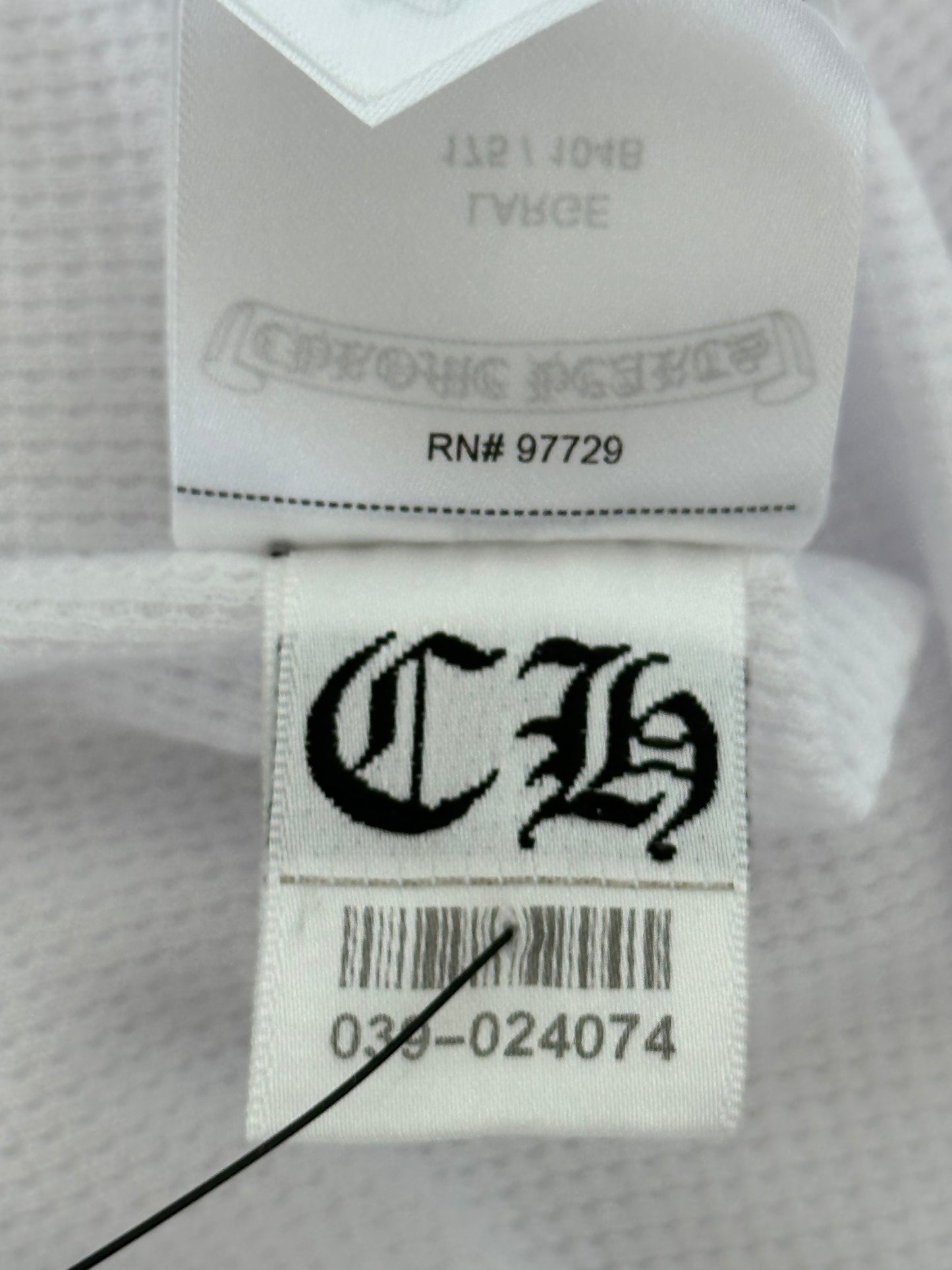 Chrome Hearts White & Black Horseshoe Logo Thermal Longsleeve T-Shirt