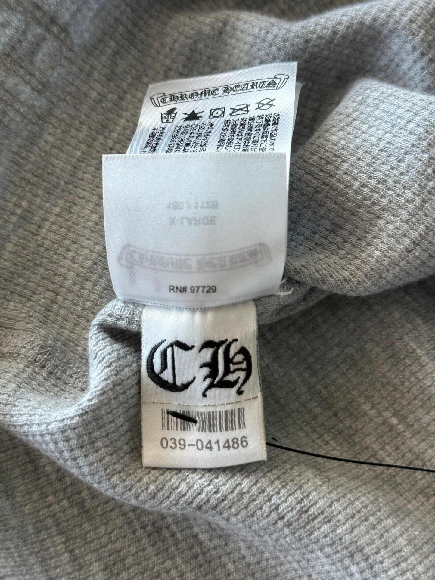 Chrome Hearts Grey & Black Horseshoe Logo Thermal Longsleeve T-Shirt