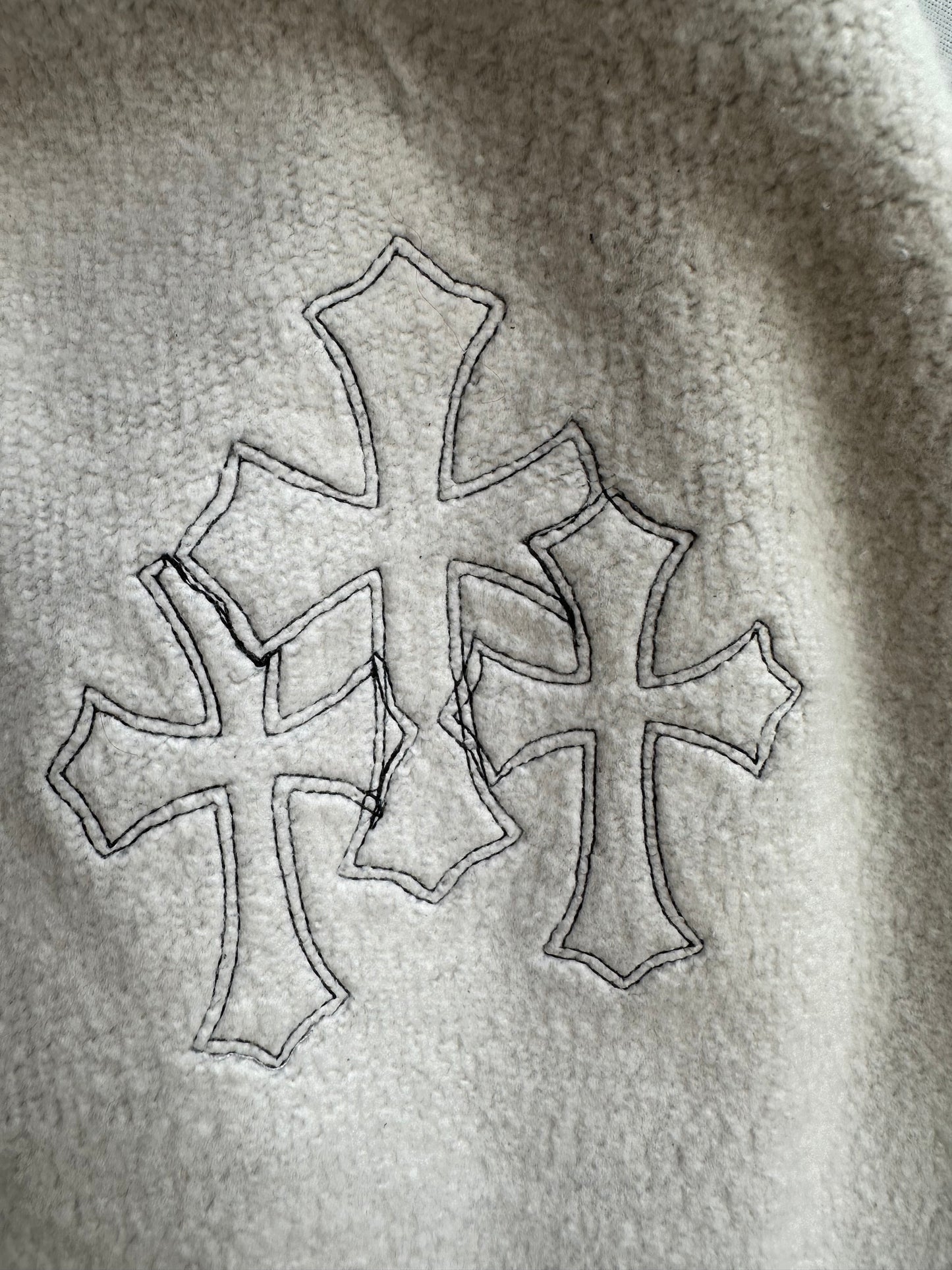Chrome Hearts Grey & Black Triple Cross Patch Paper Jam Zip Up Hoodie