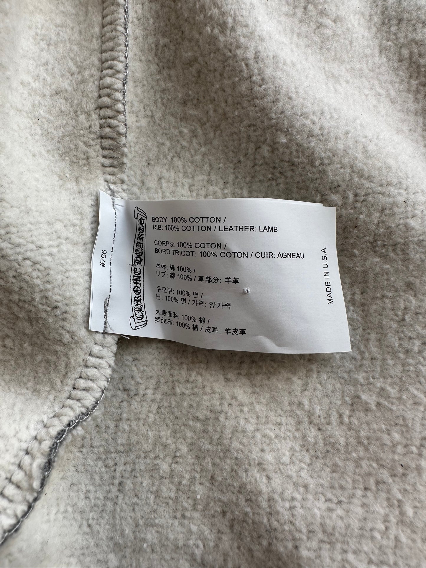 Chrome Hearts Grey & Black Triple Cross Patch Paper Jam Zip Up Hoodie