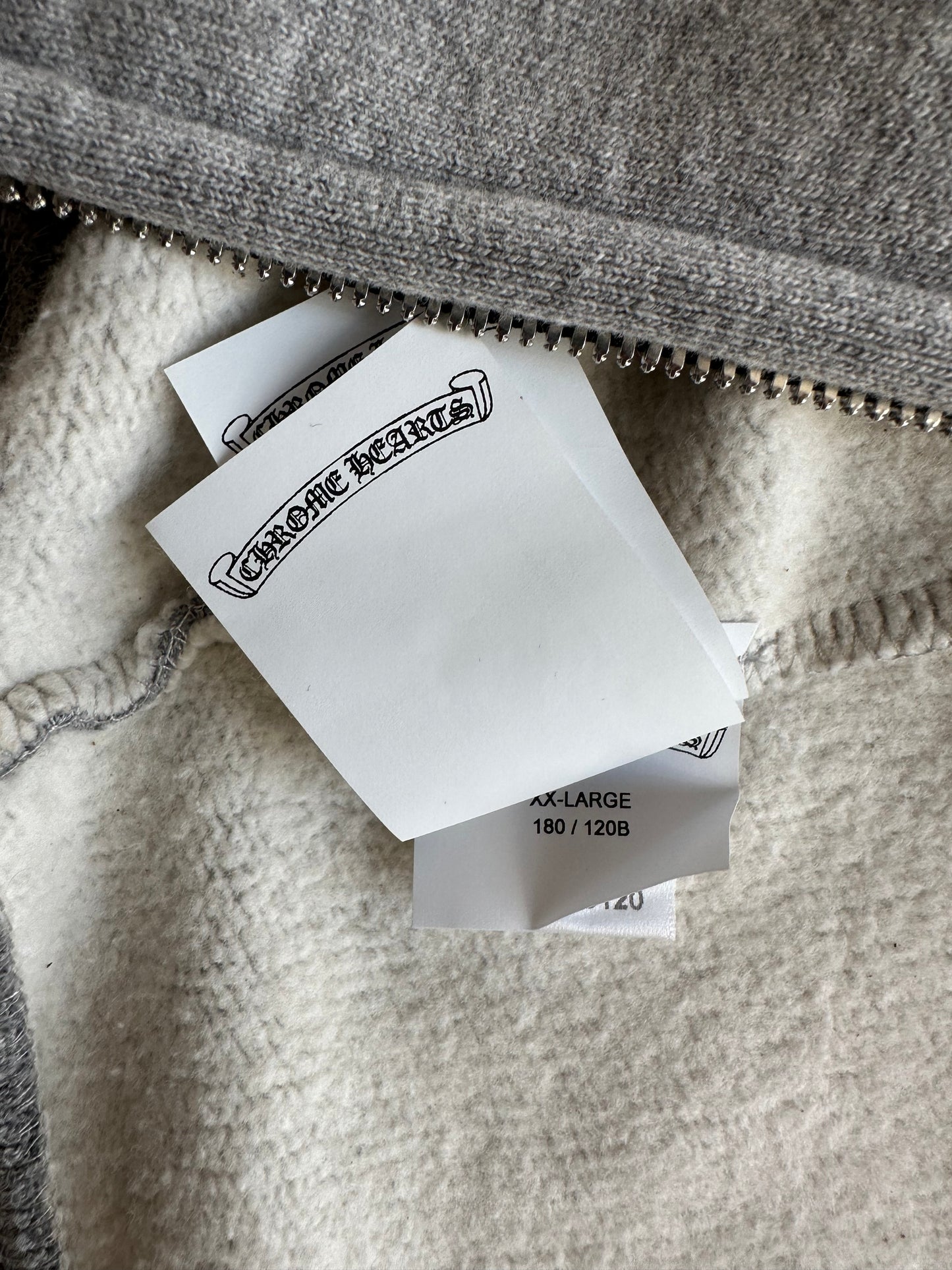 Chrome Hearts Grey & Black Triple Cross Patch Paper Jam Zip Up Hoodie