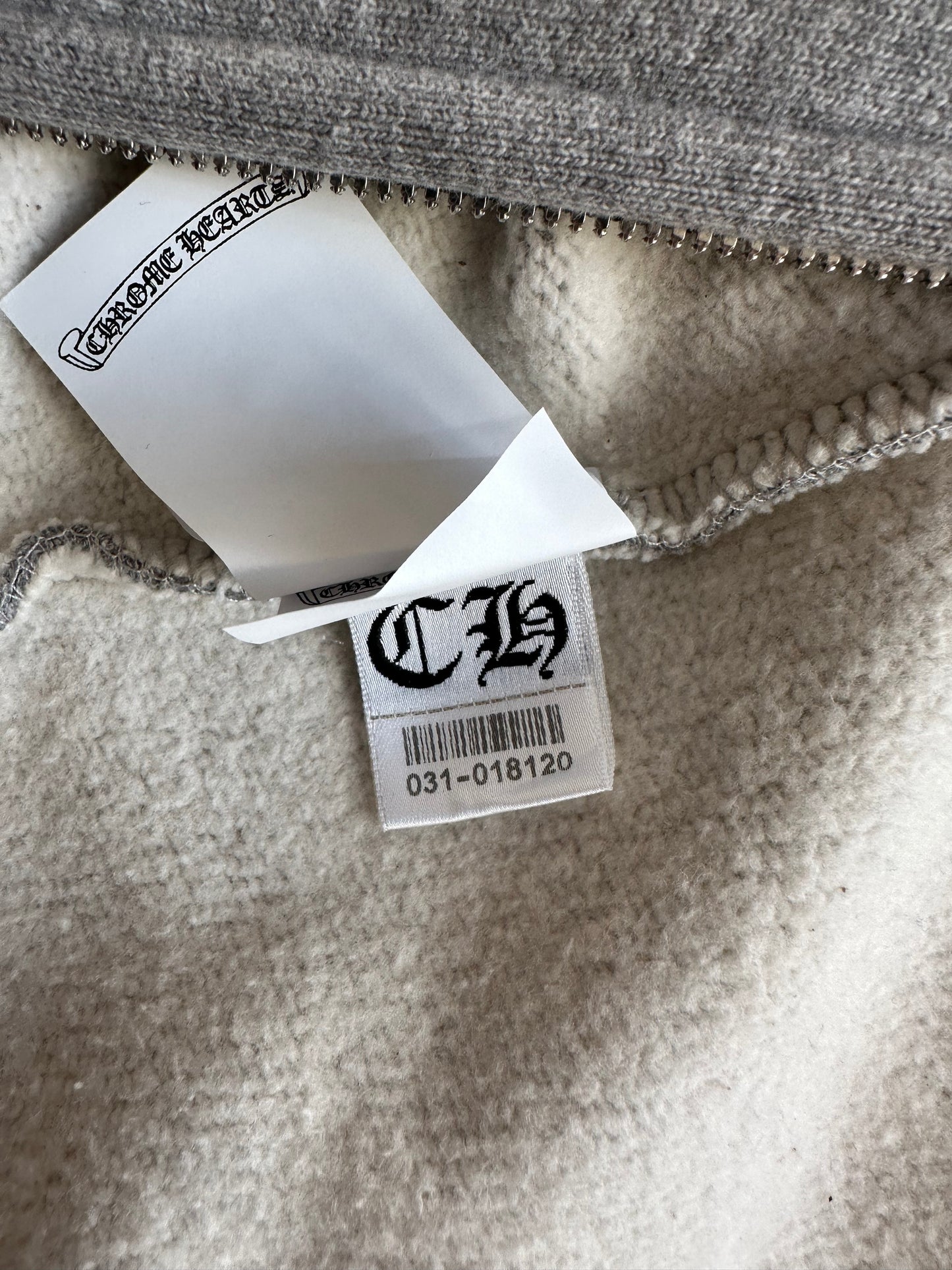 Chrome Hearts Grey & Black Triple Cross Patch Paper Jam Zip Up Hoodie