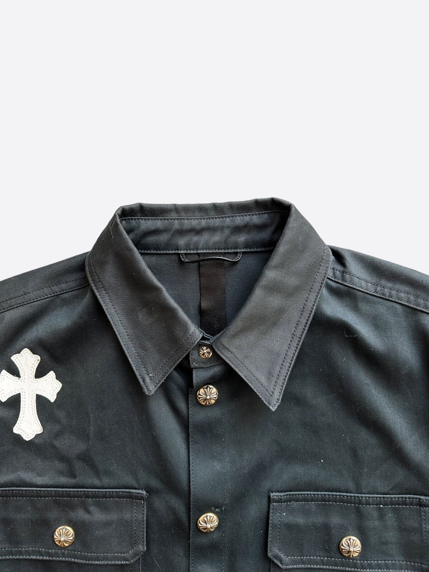 Chrome Hearts Black White & Blue Cross Patch Work Dog Jacket
