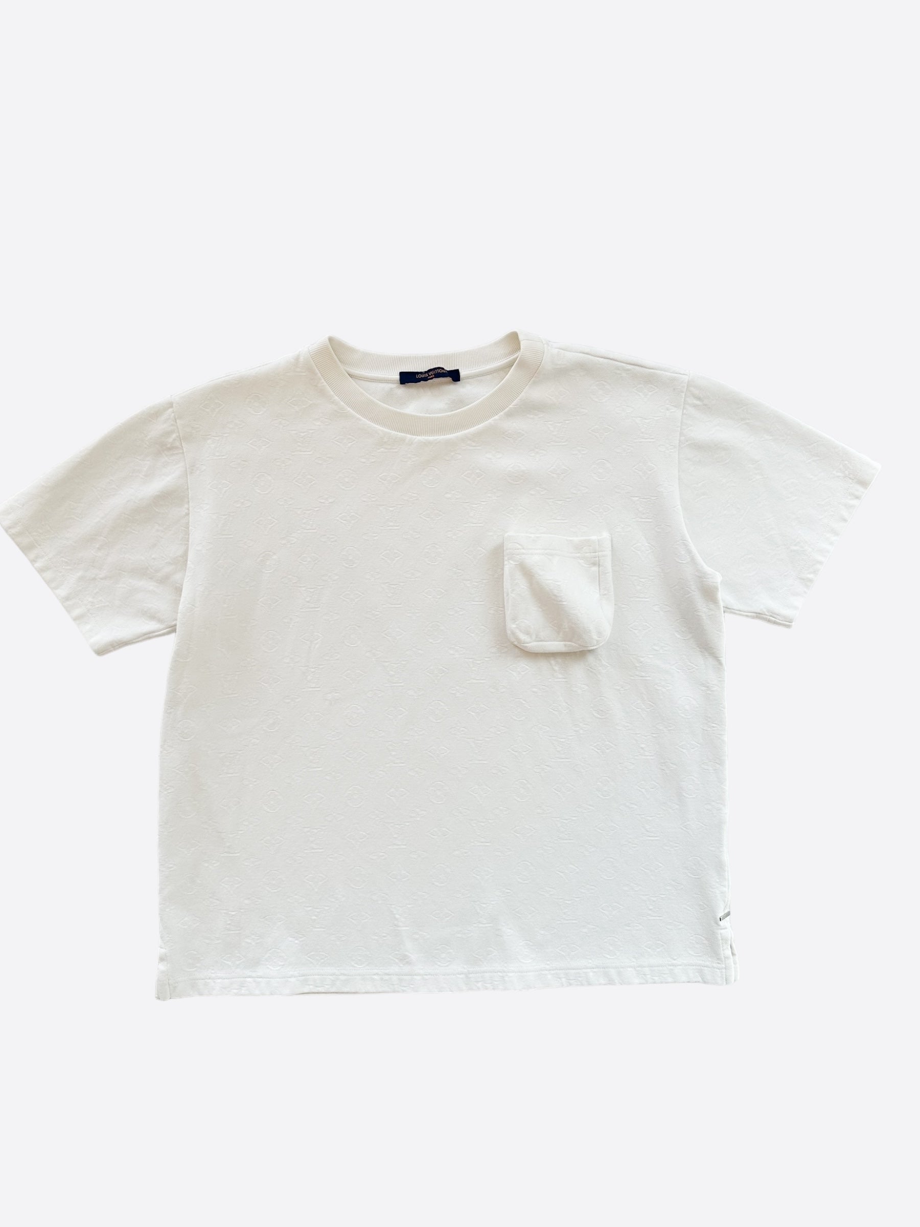 Louis Vuitton ホワイト Tシャツ M Louis Vuitton White Monogram Pocket T-Shirt – Savonches