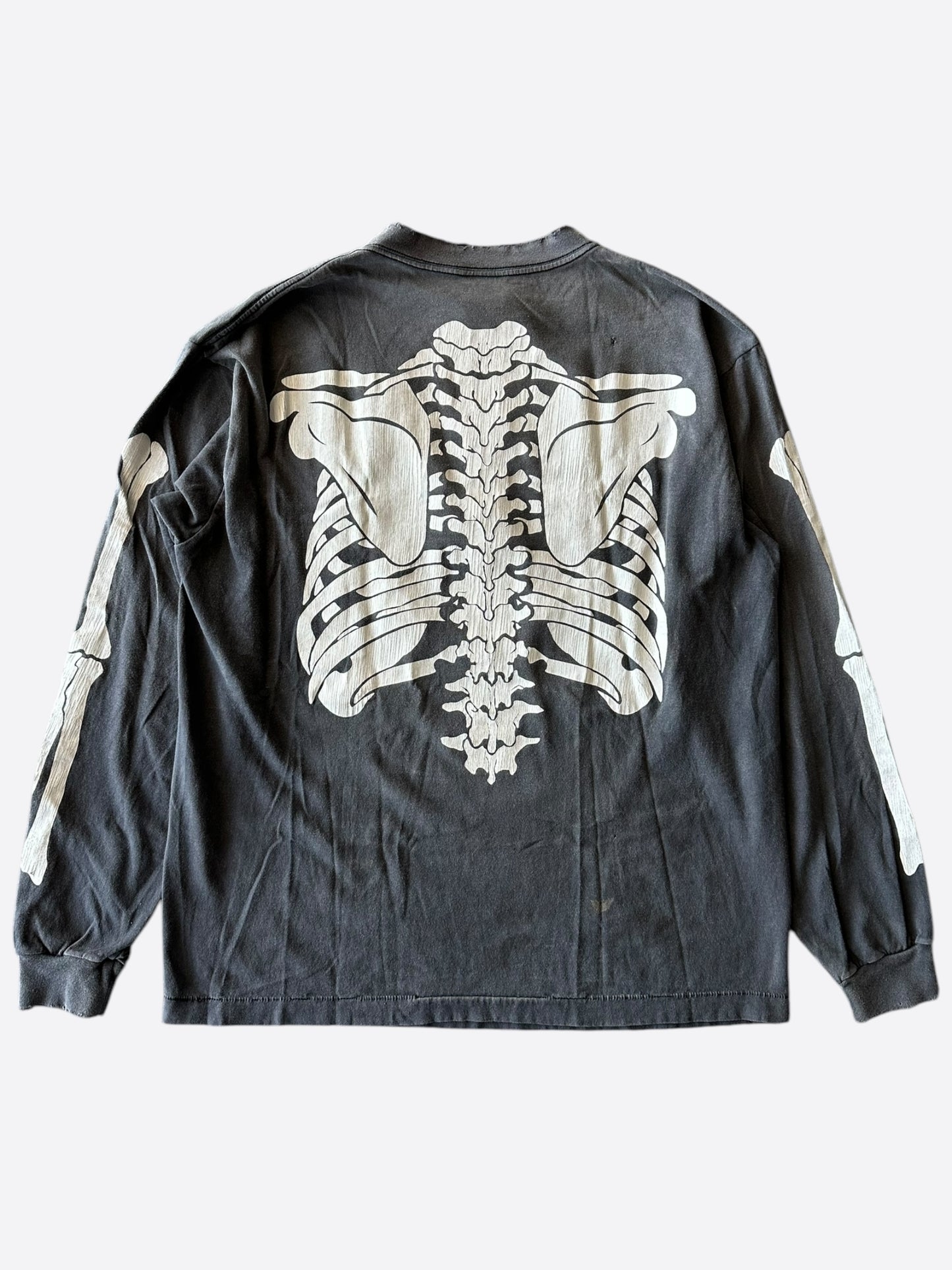Saint Michael Vlone Washed Black & White Bones Longsleeve T-Shirt