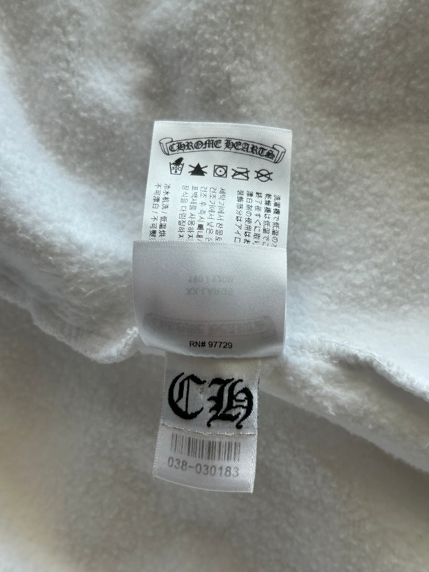 Chrome Hearts White & Black Script Logo Zip Up Hoodie