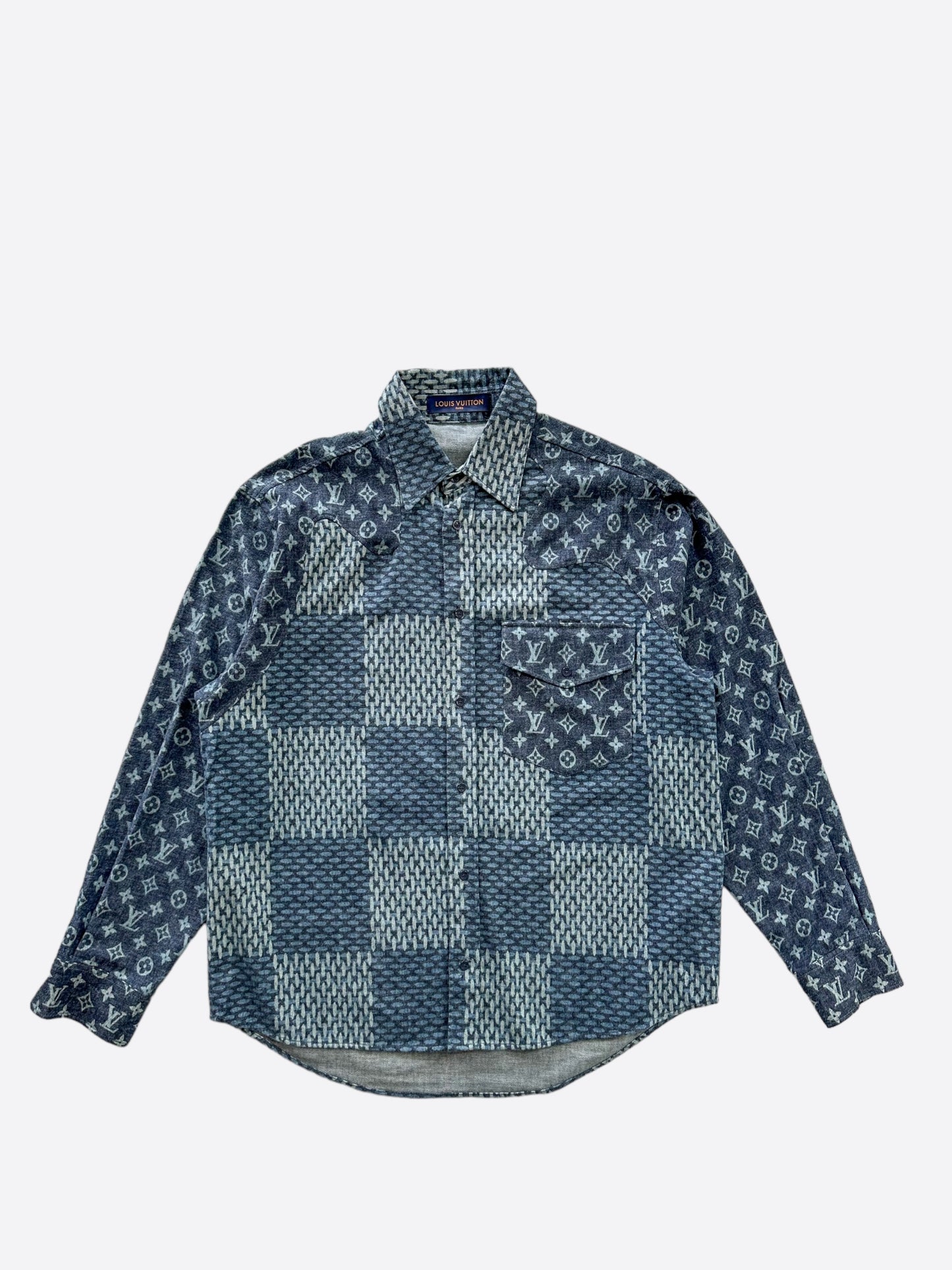 Louis Vuitton Nigo Navy Giant Damier Monogram Button Up Shirt