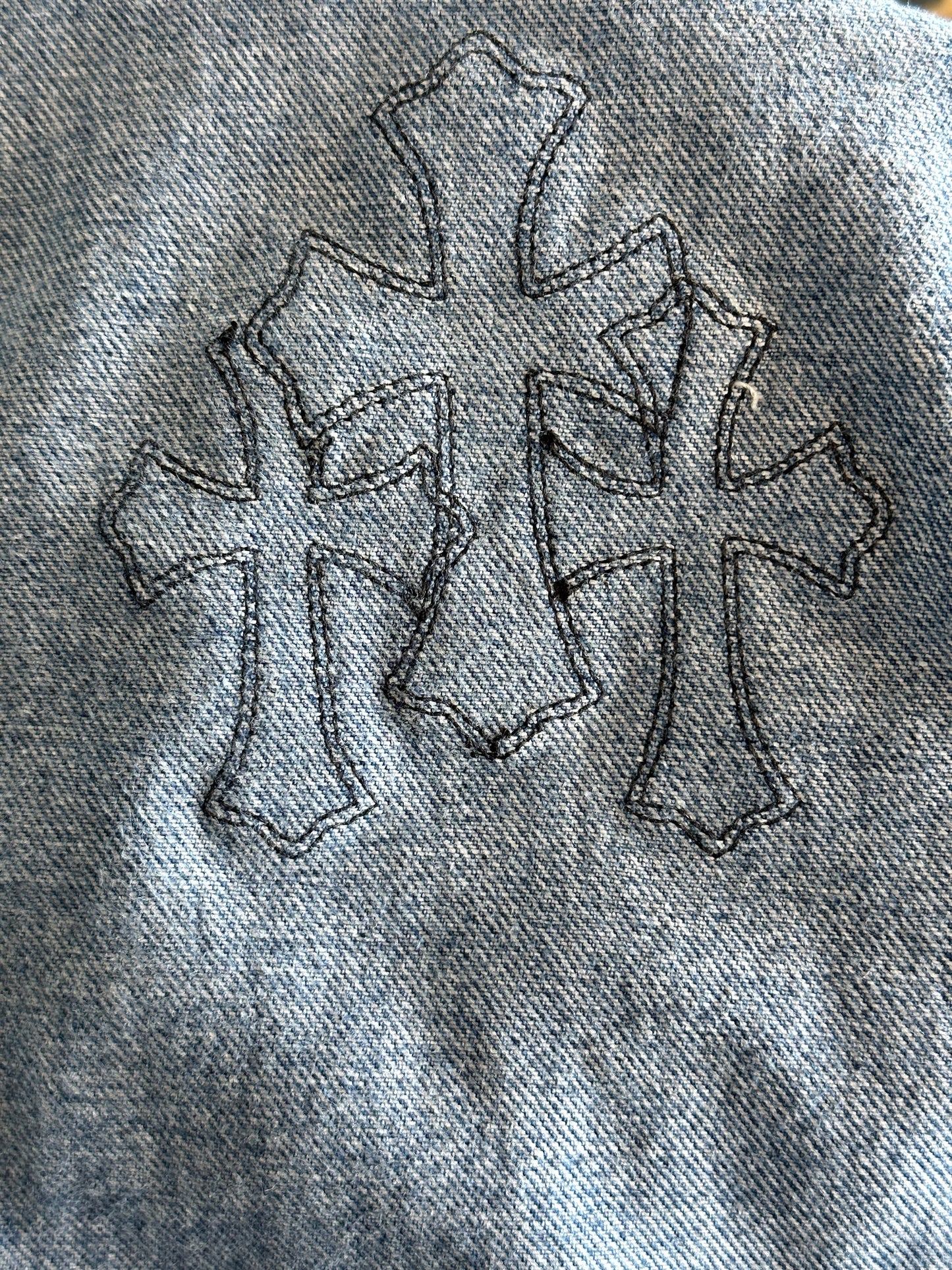 Chrome Hearts Levis Blue & Black Cross Patch Jeans