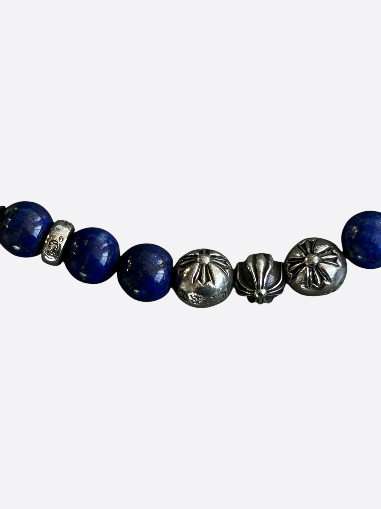 Chrome Hearts Silver & Lapis Lazuli Cross Ball Bracelet