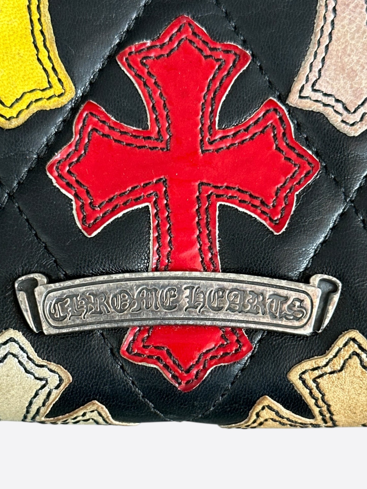 Chrome Hearts Black Multicolor Cross Patch Wallet