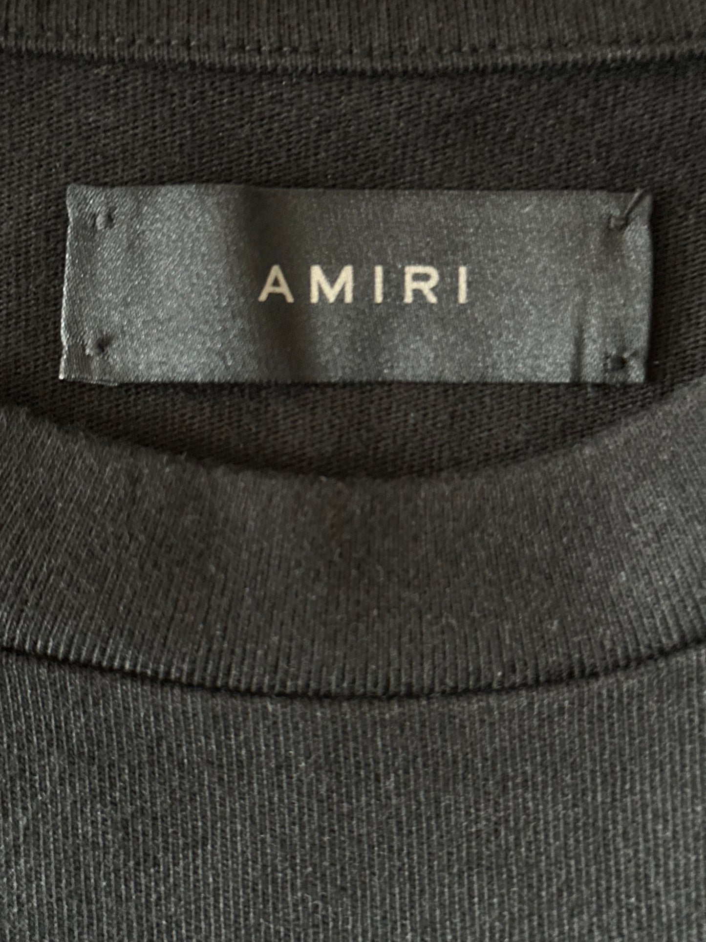 Amiri Black & Grey Riccardi Flocked Logo T-Shirt