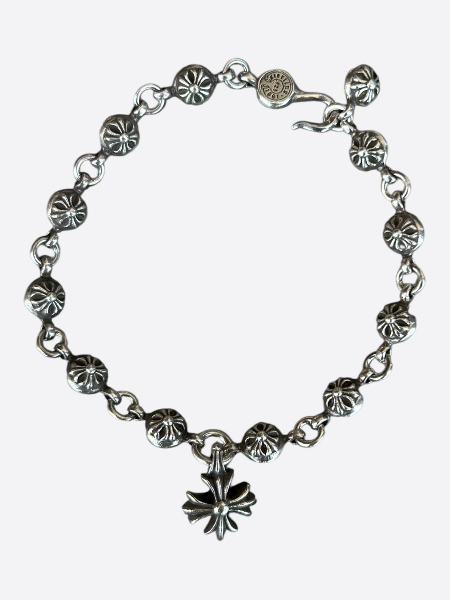 Chrome Hearts Silver Cross Ball Charm Bracelet – Savonches