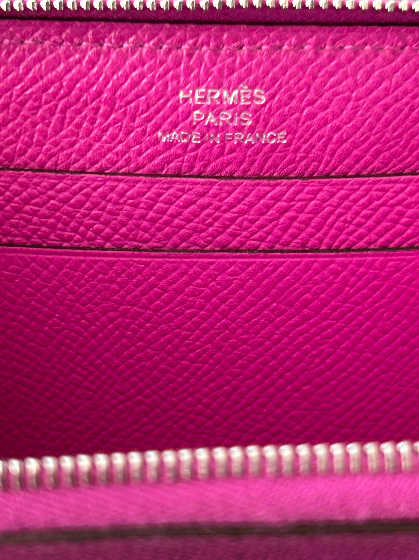 Hermes Pink Epsom & Palladium Hardware Silk'In Compact Wallet