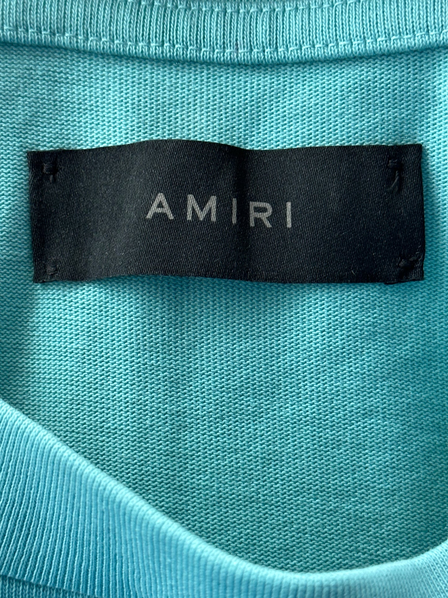 Amiri Blue & White Flocked Logo T-Shirt