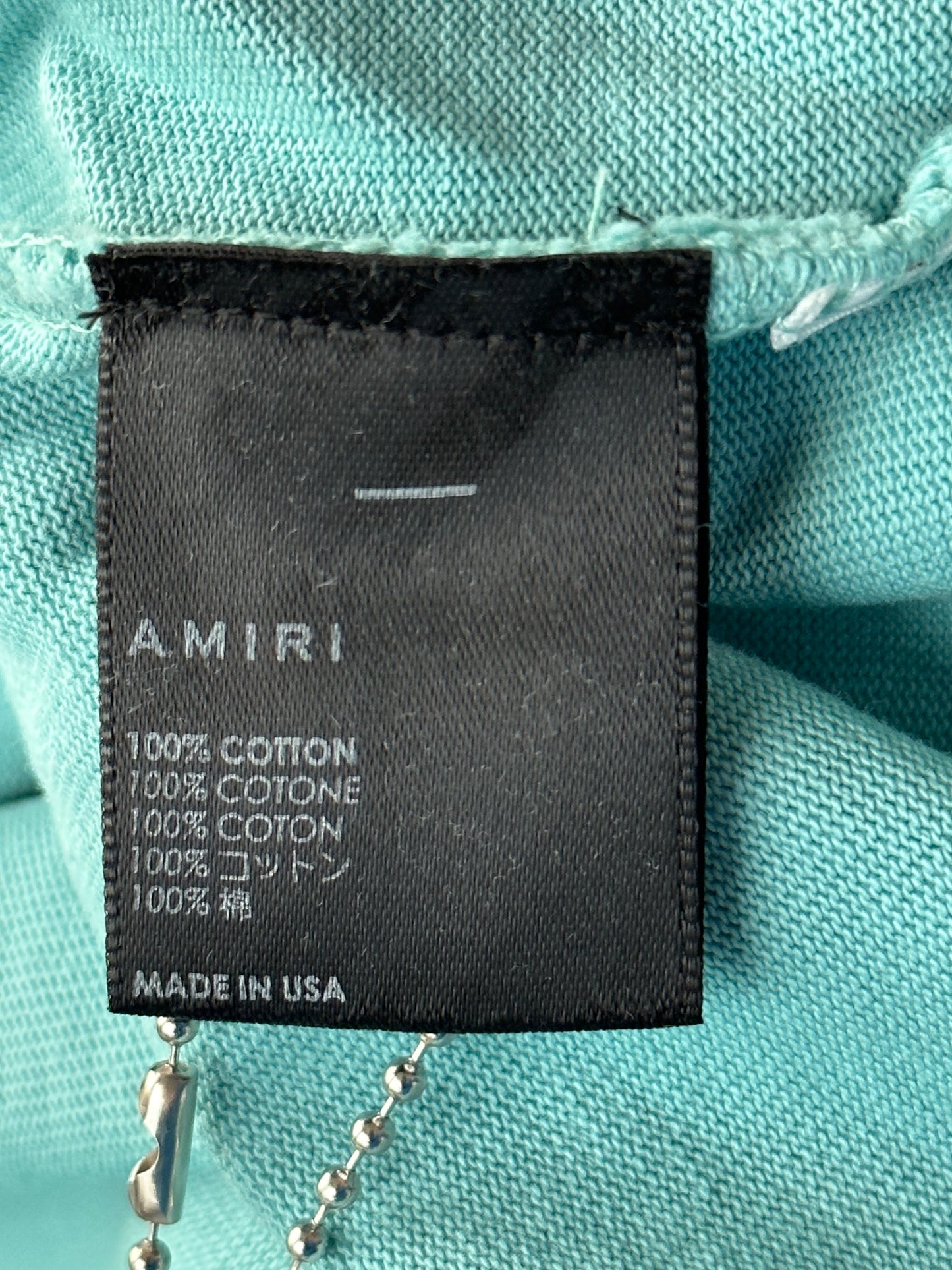 Amiri Blue & White Flocked Logo T-Shirt