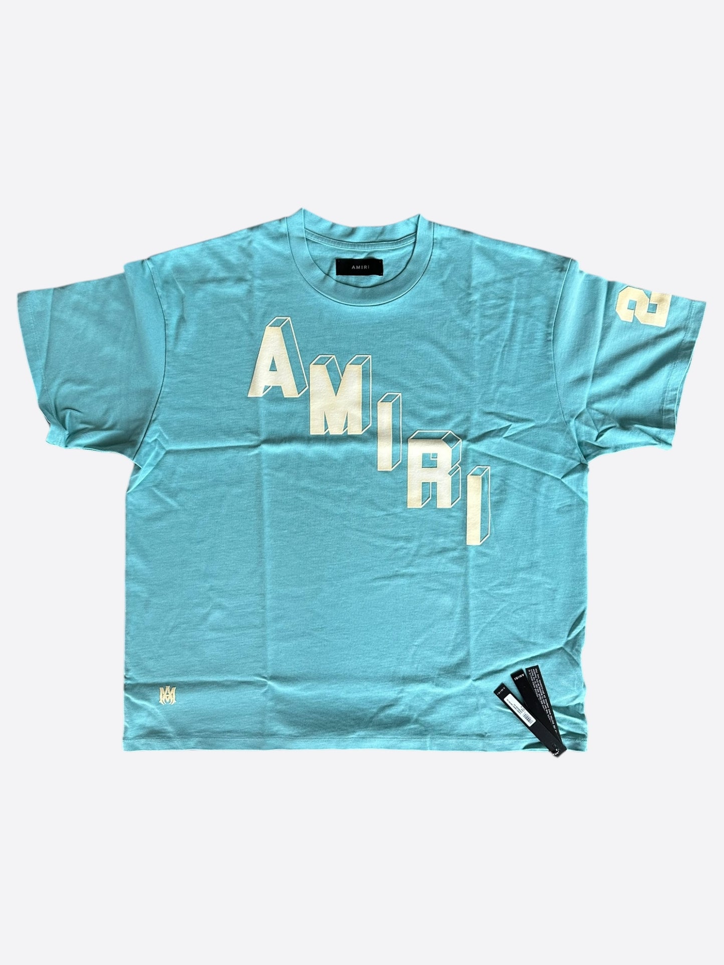 Amiri Blue & White Flocked Logo T-Shirt