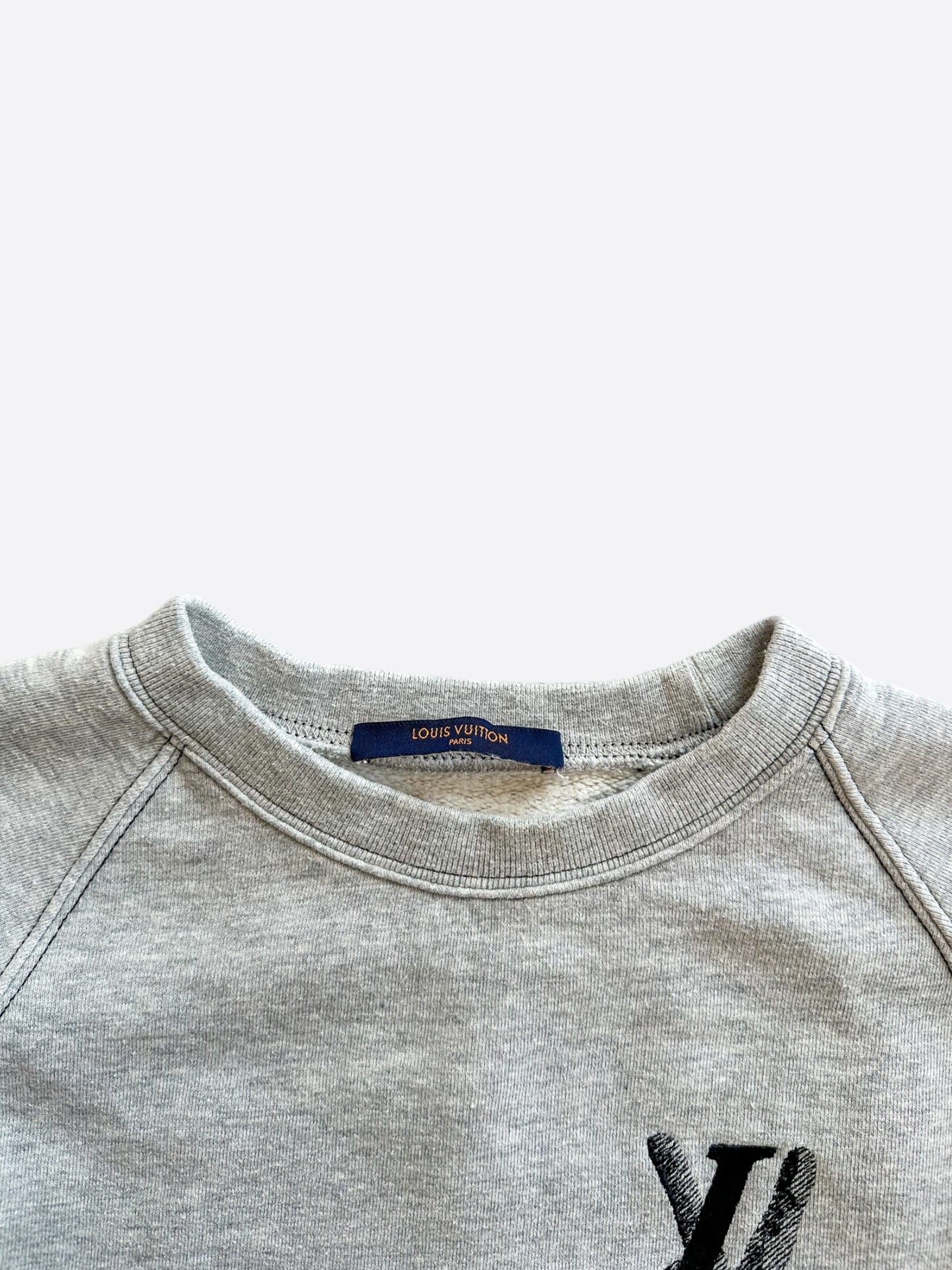 Louis Vuitton Grey Peace & Love Logo Embroidered Sweater