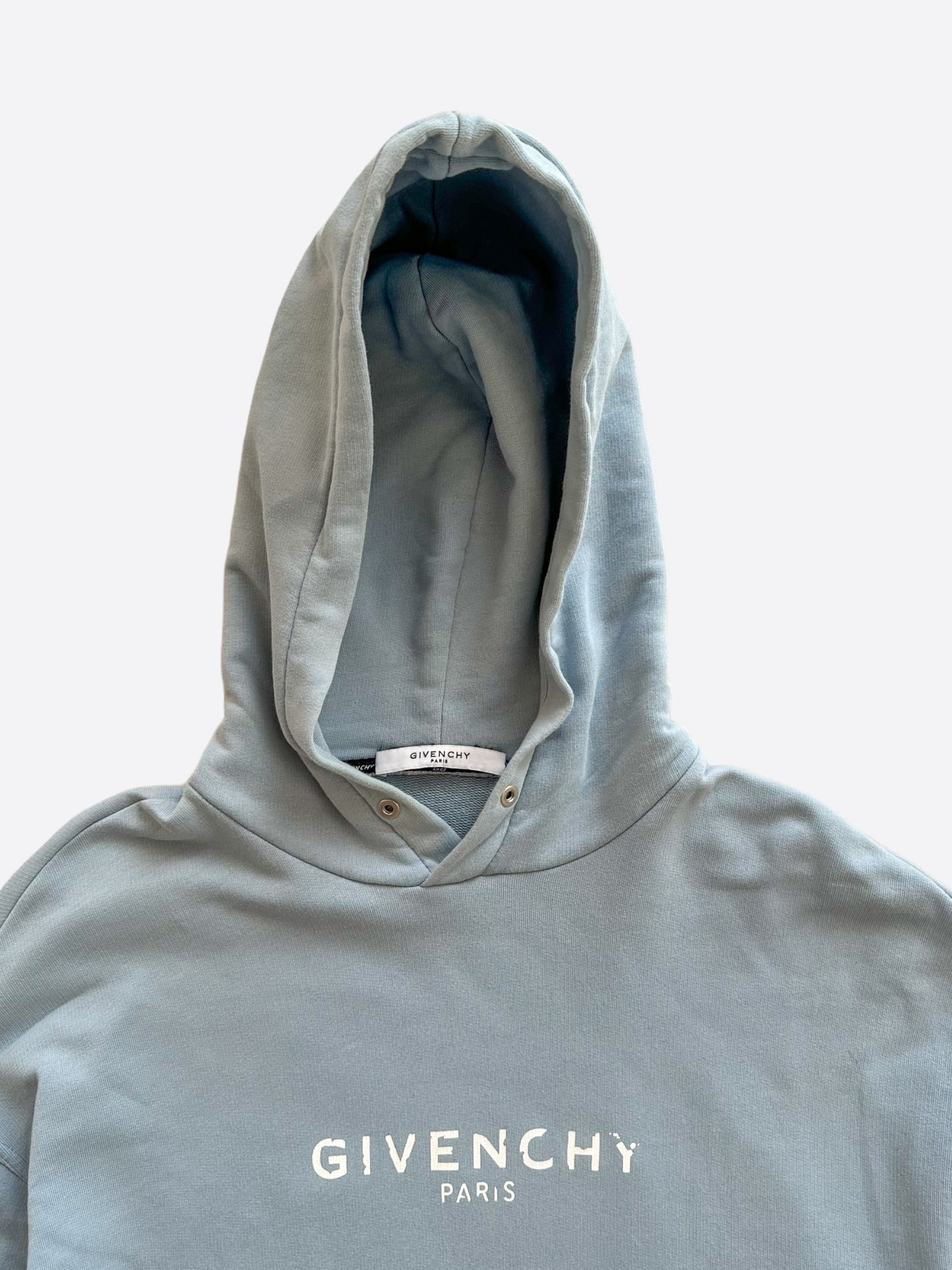 Givenchy Blue & White Distressed Logo Hoodie