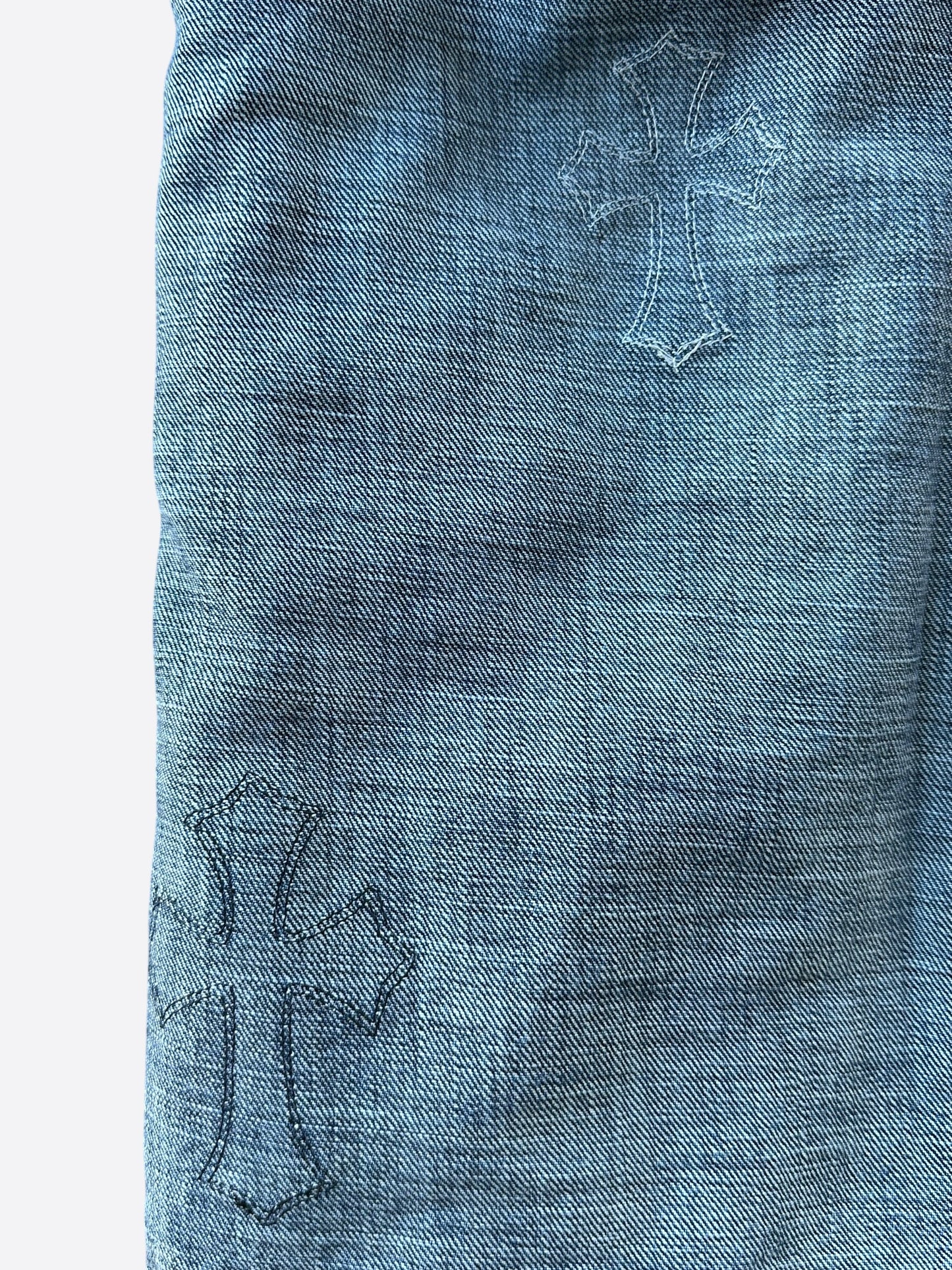 Chrome Hearts Blue Multicolor Cross Patch Jeans