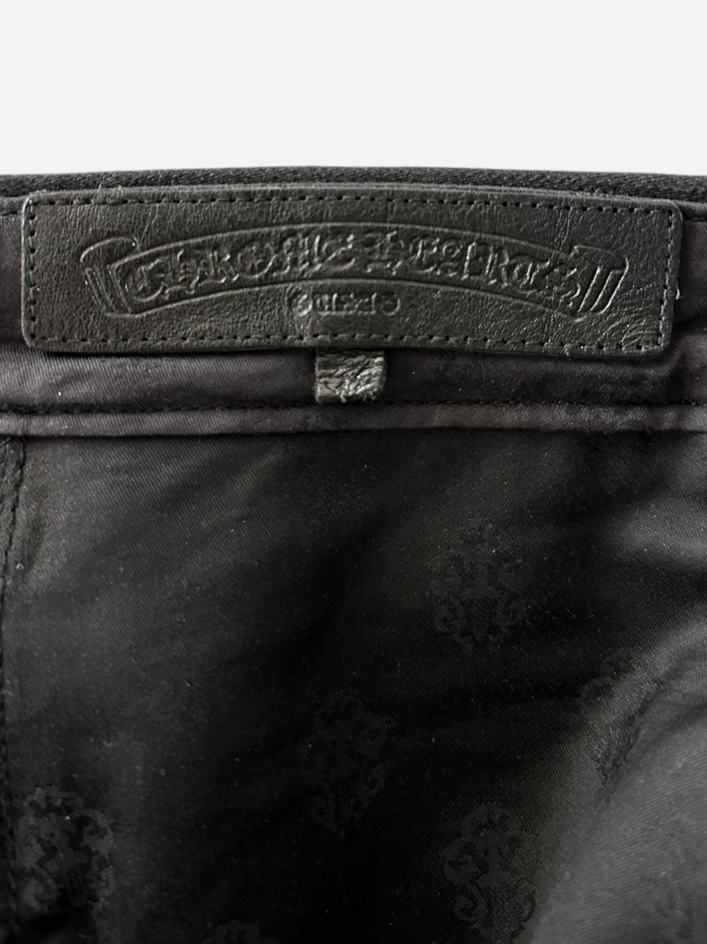 Chrome Hearts Black Pink & Checkered Cross Patch Fleur Jeans
