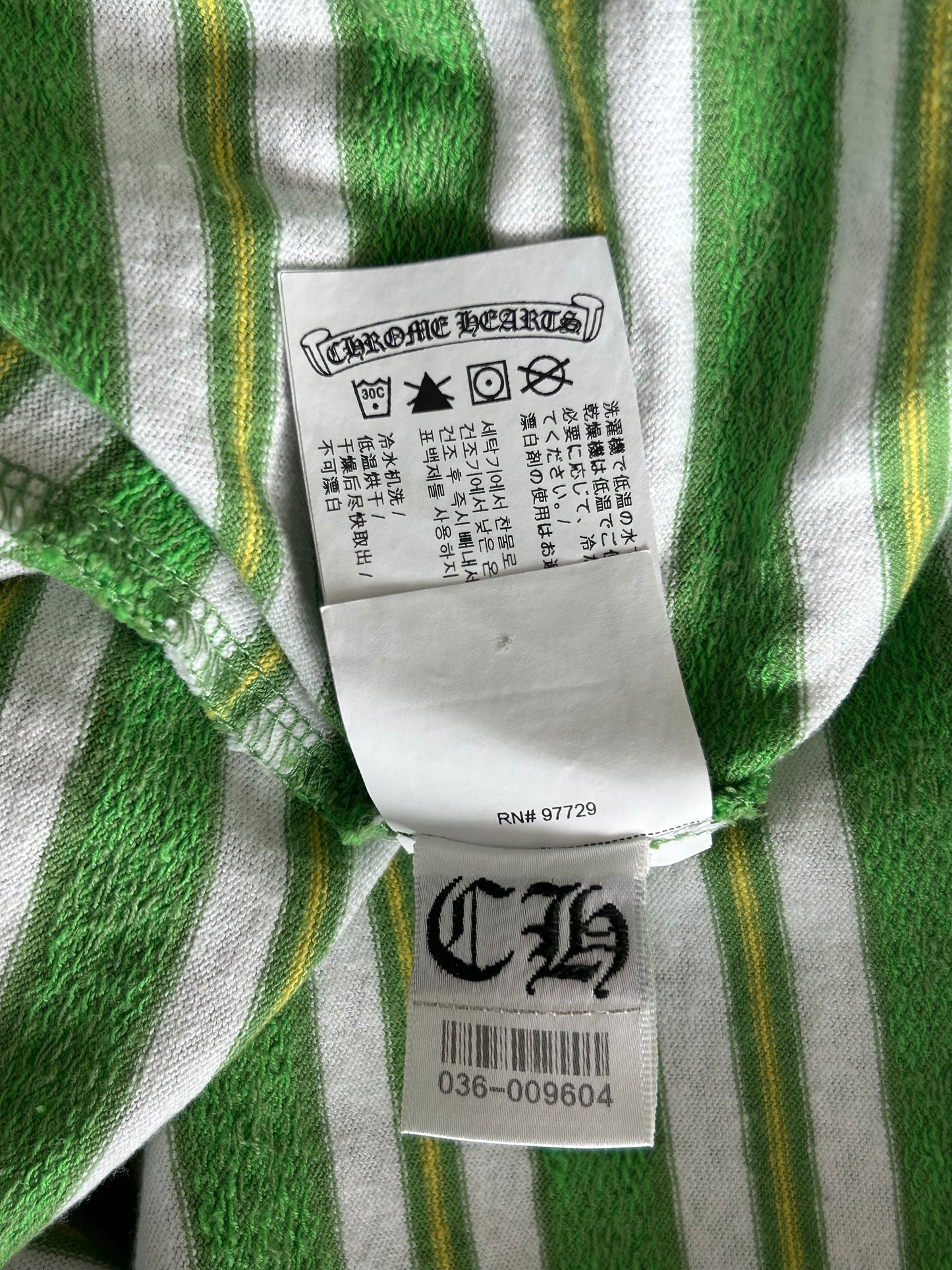 Chrome Hearts Green & White Striped T-Shirt