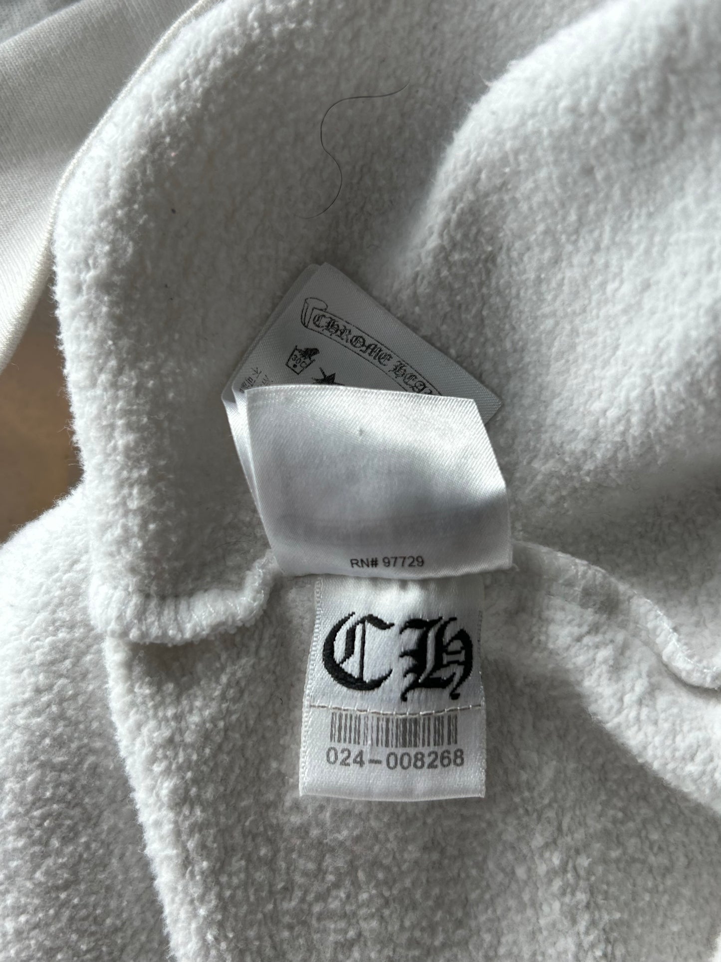 Chrome Hearts White & Black Scroll Logo Zip Up Hoodie