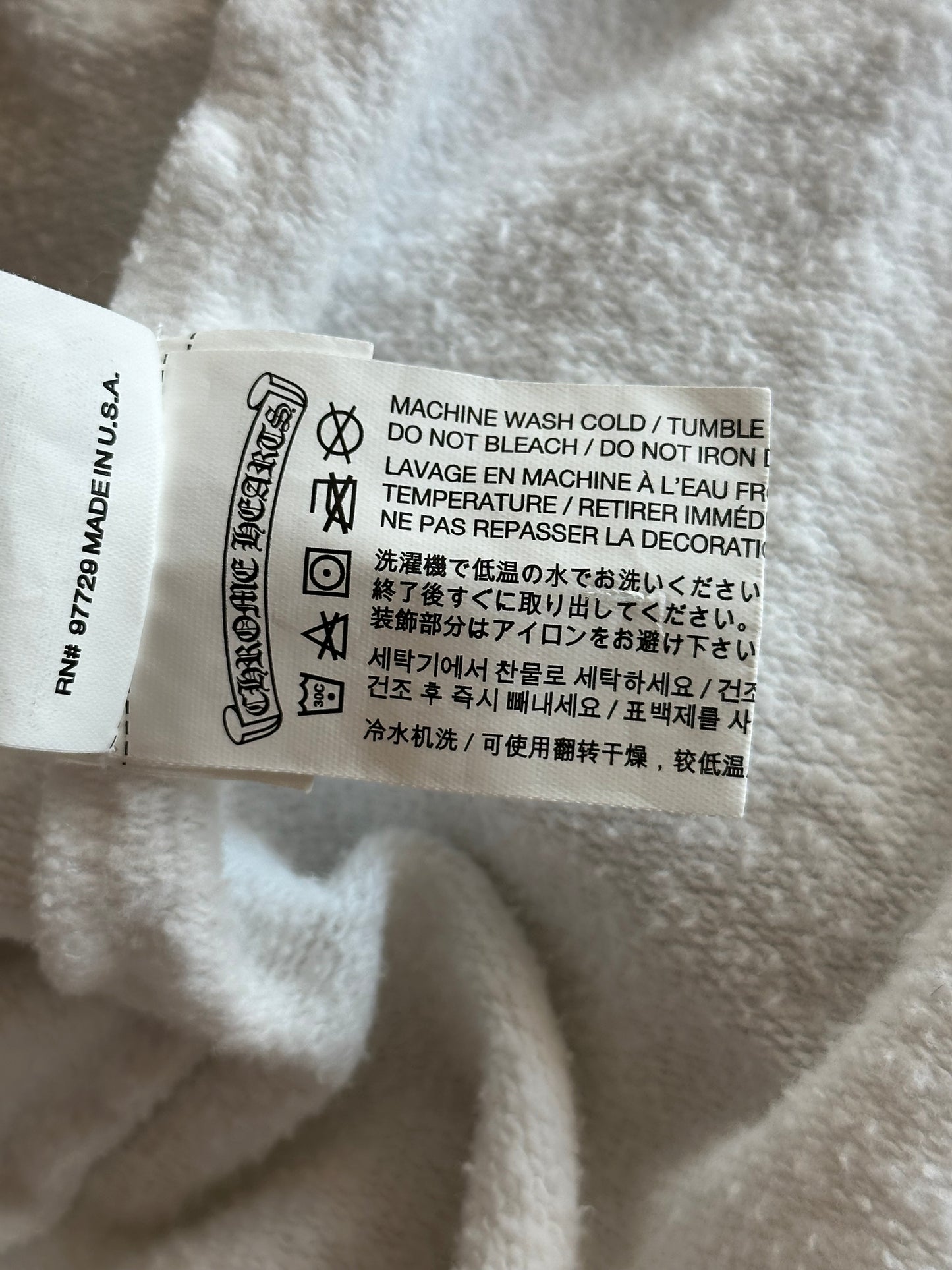 Chrome Hearts White & Black Flame Logo Zip Up Hoodie