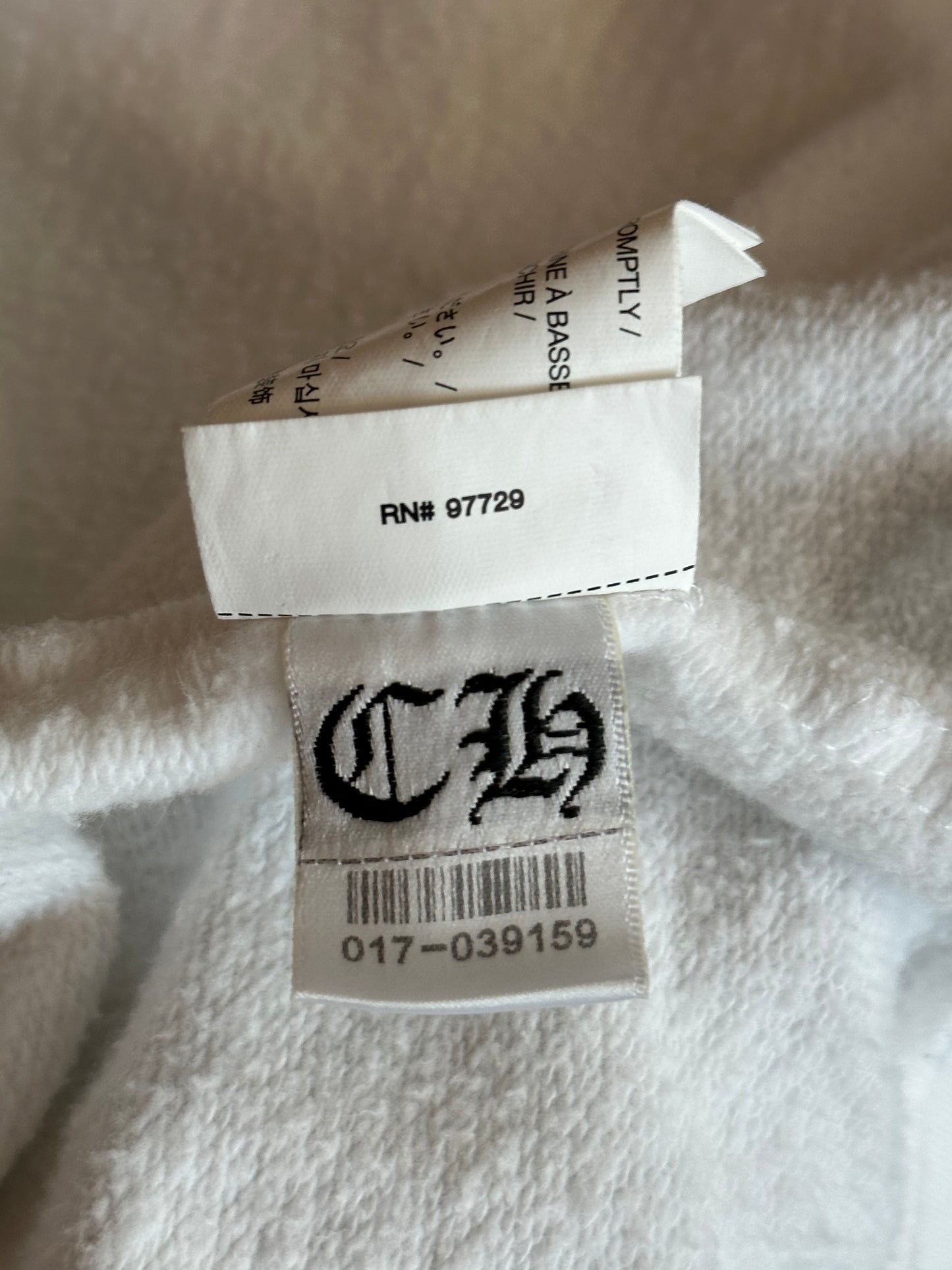 Chrome Hearts White & Black Flame Logo Zip Up Hoodie