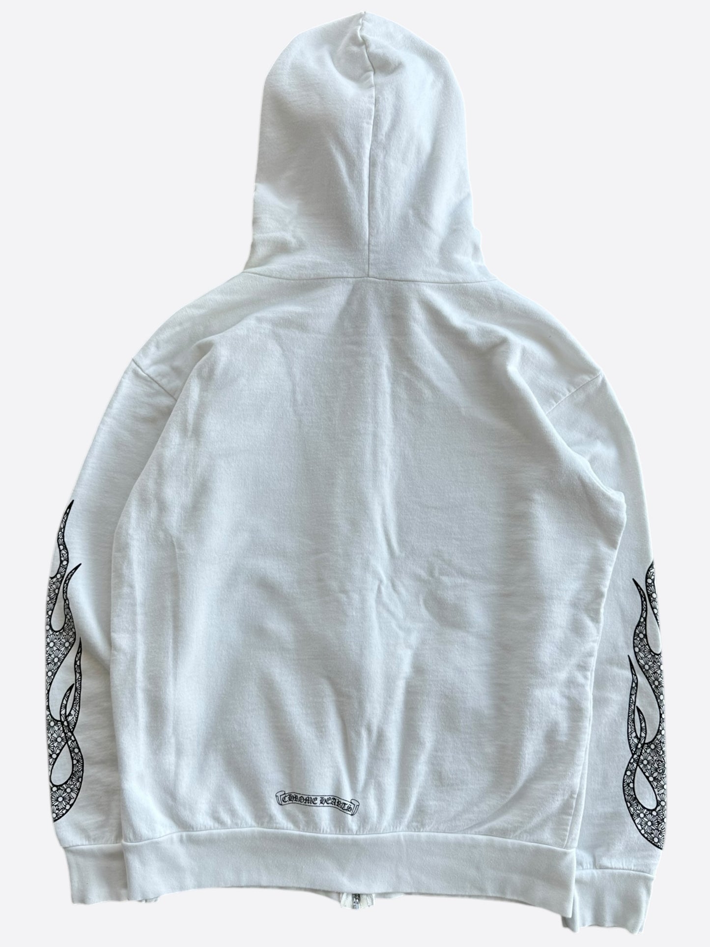 Chrome Hearts White & Black Flame Logo Zip Up Hoodie