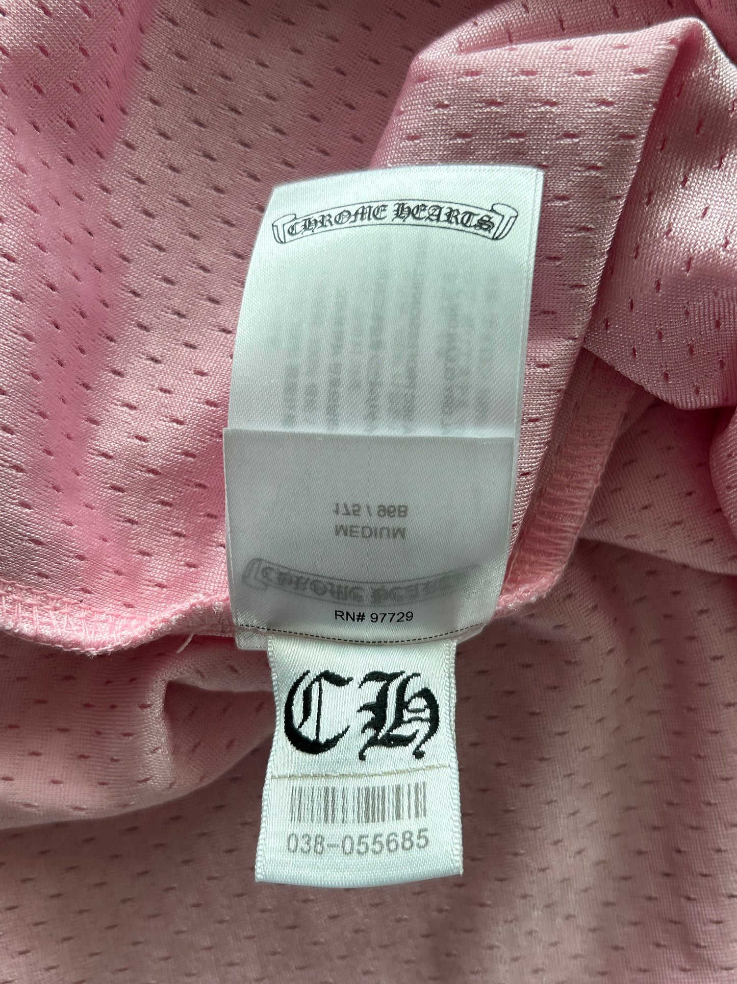 Chrome Hearts Pink & White ‘Love You’ Cross Patch Mesh Longsleeve Jersey