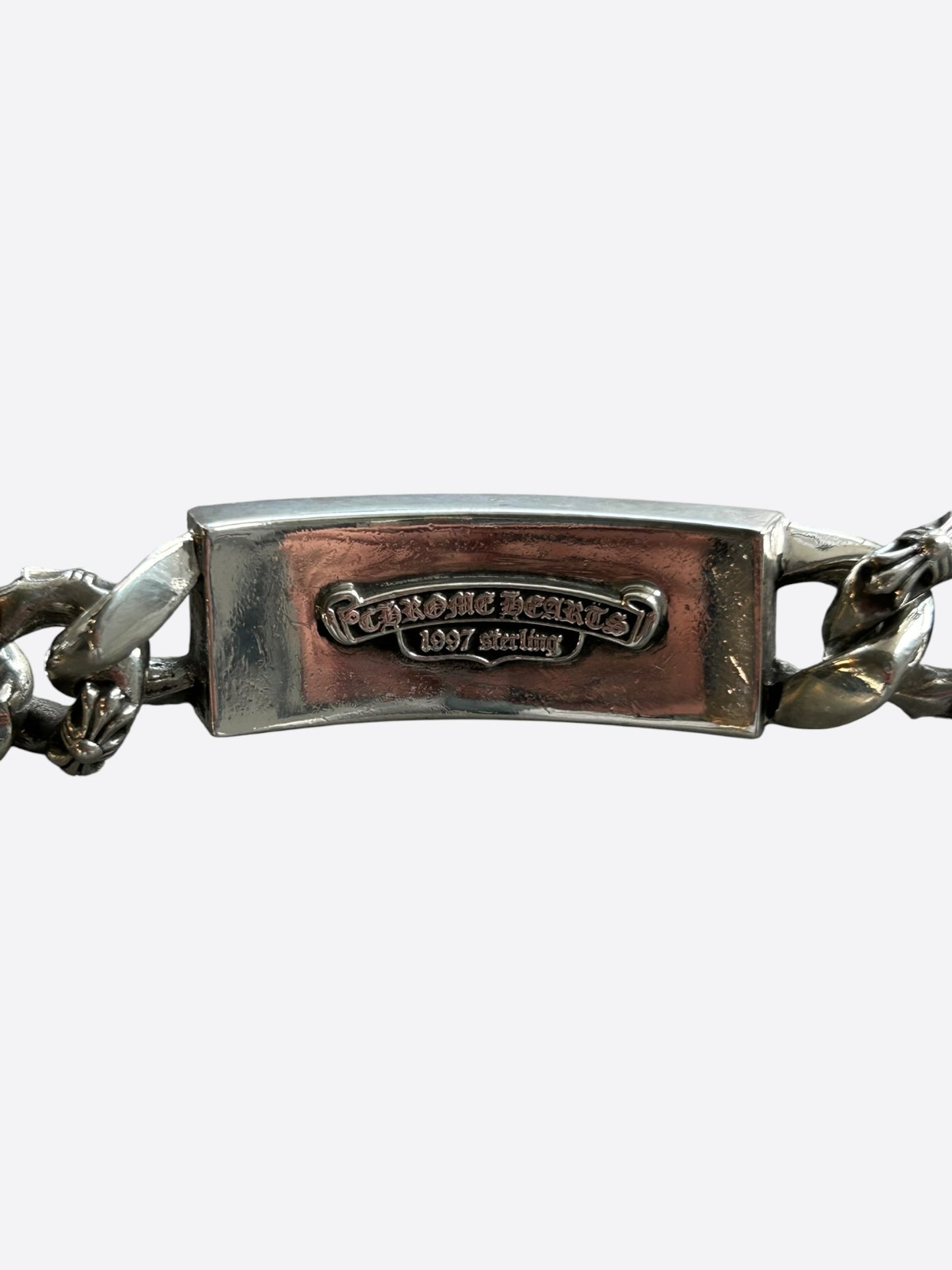 Chrome Hearts Silver & Ruby Fancy Link Floral Cross Cuban Bracelet