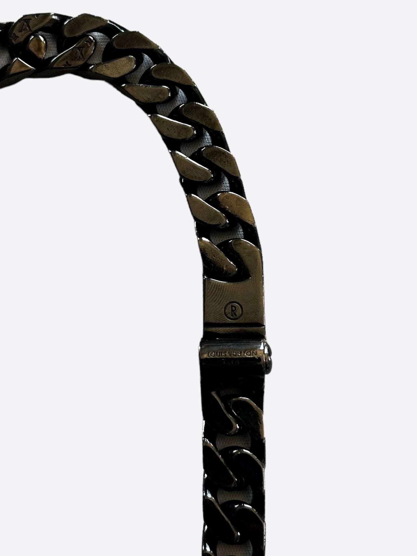 Louis Vuitton Black 2054 Rainbow Logo Cuban Necklace