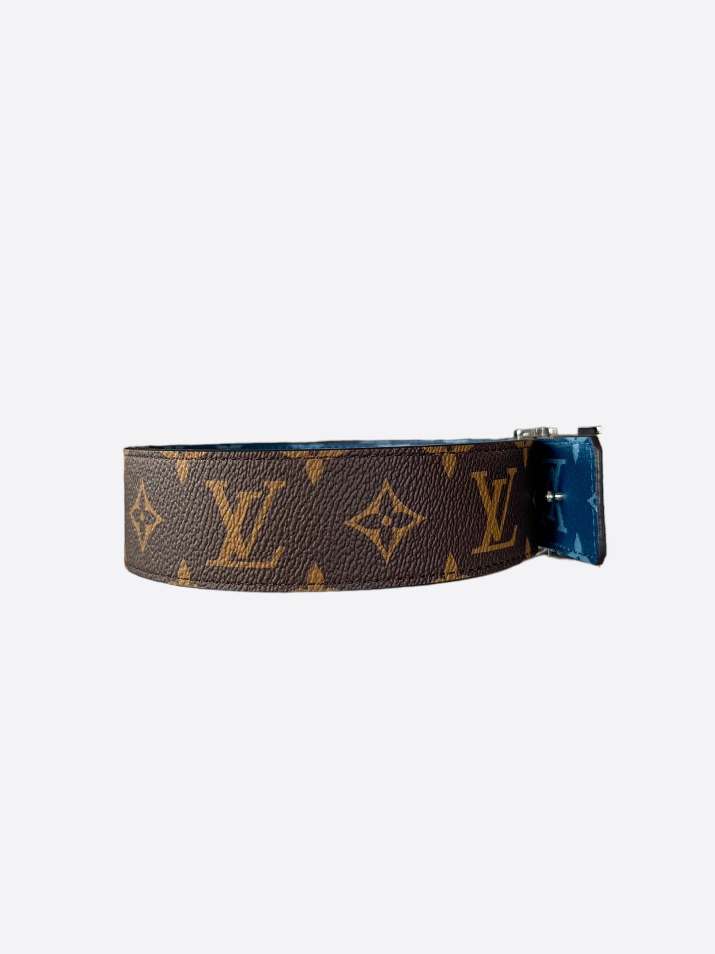 Louis Vuitton Blue & Brown Monogram Reversible Belt