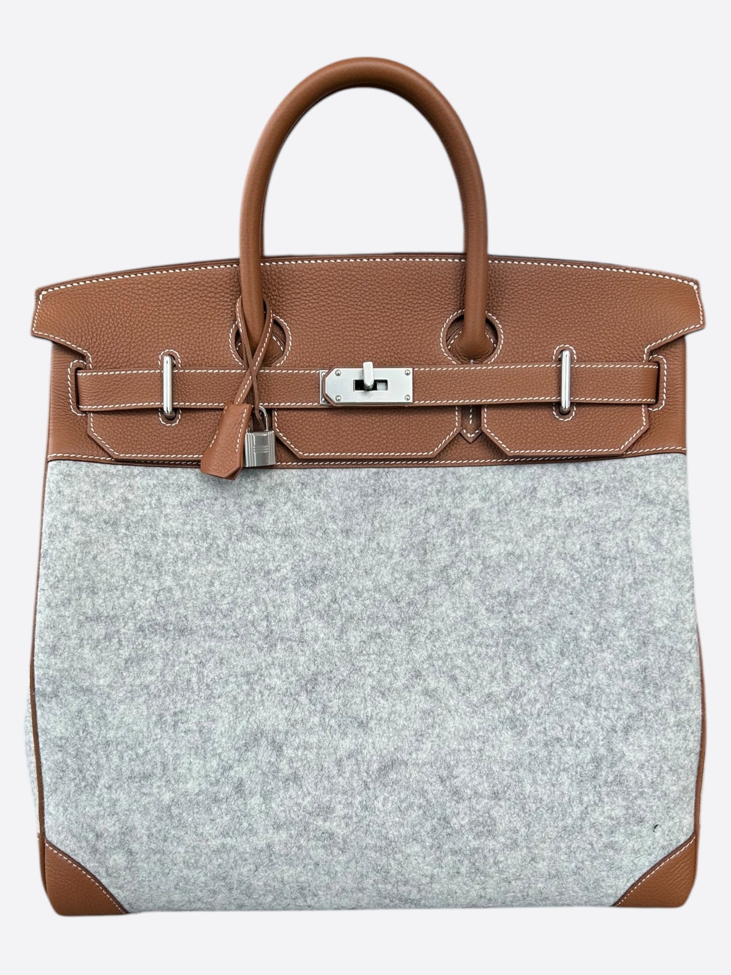 Hermes Brown & Grey Togo & Wool Hac Birkin 40