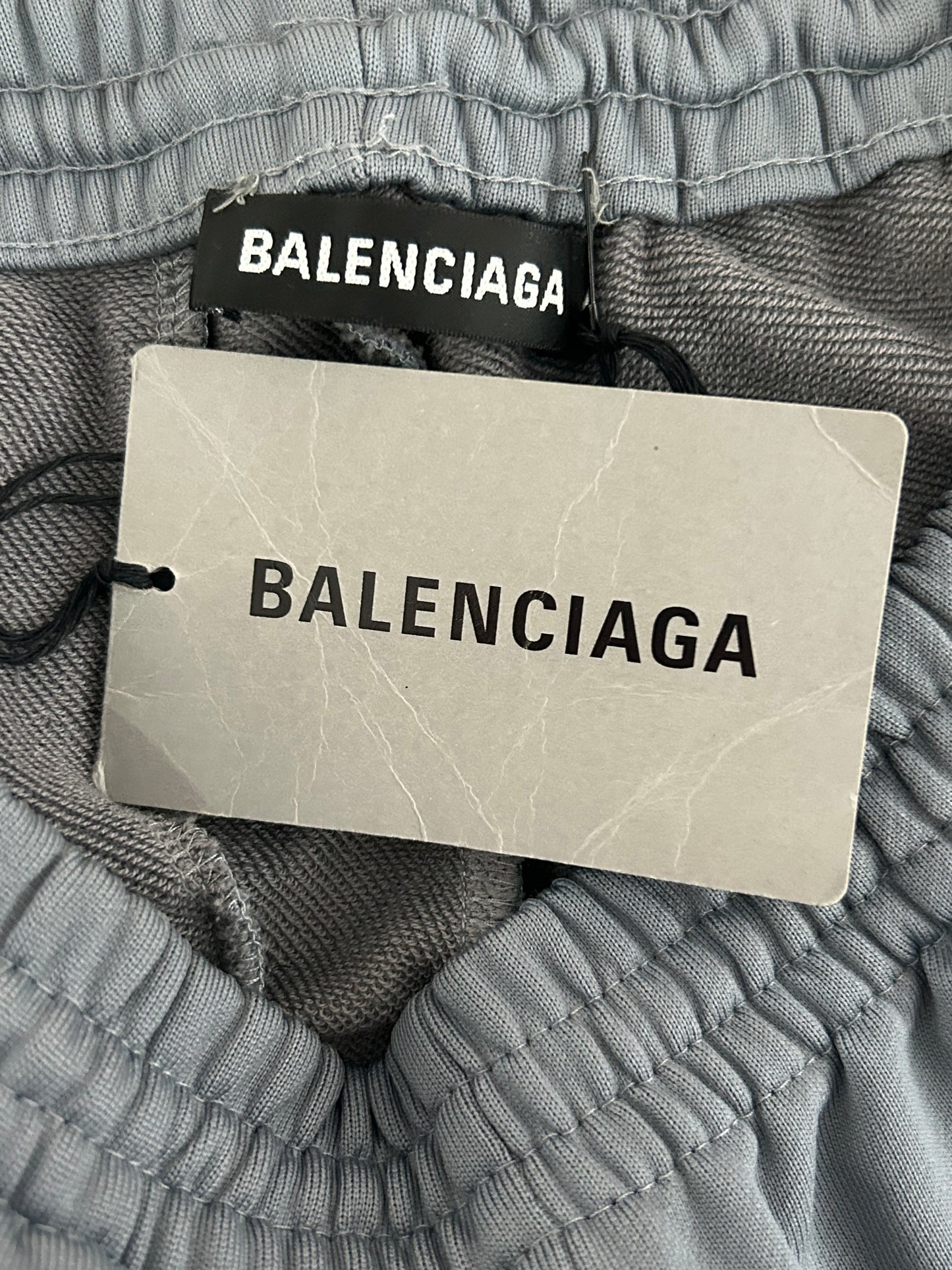 Balenciaga Grey & Yellow Embroidered Logo Trackpants