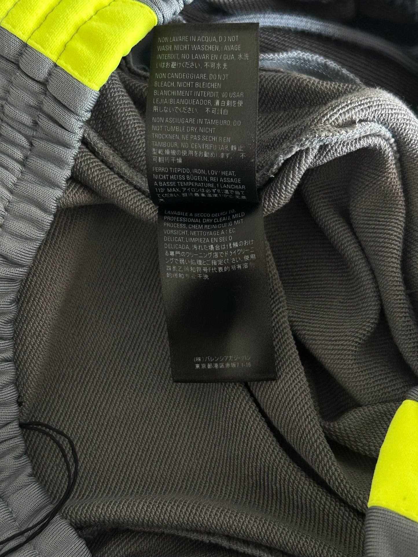 Balenciaga Grey & Yellow Embroidered Logo Trackpants