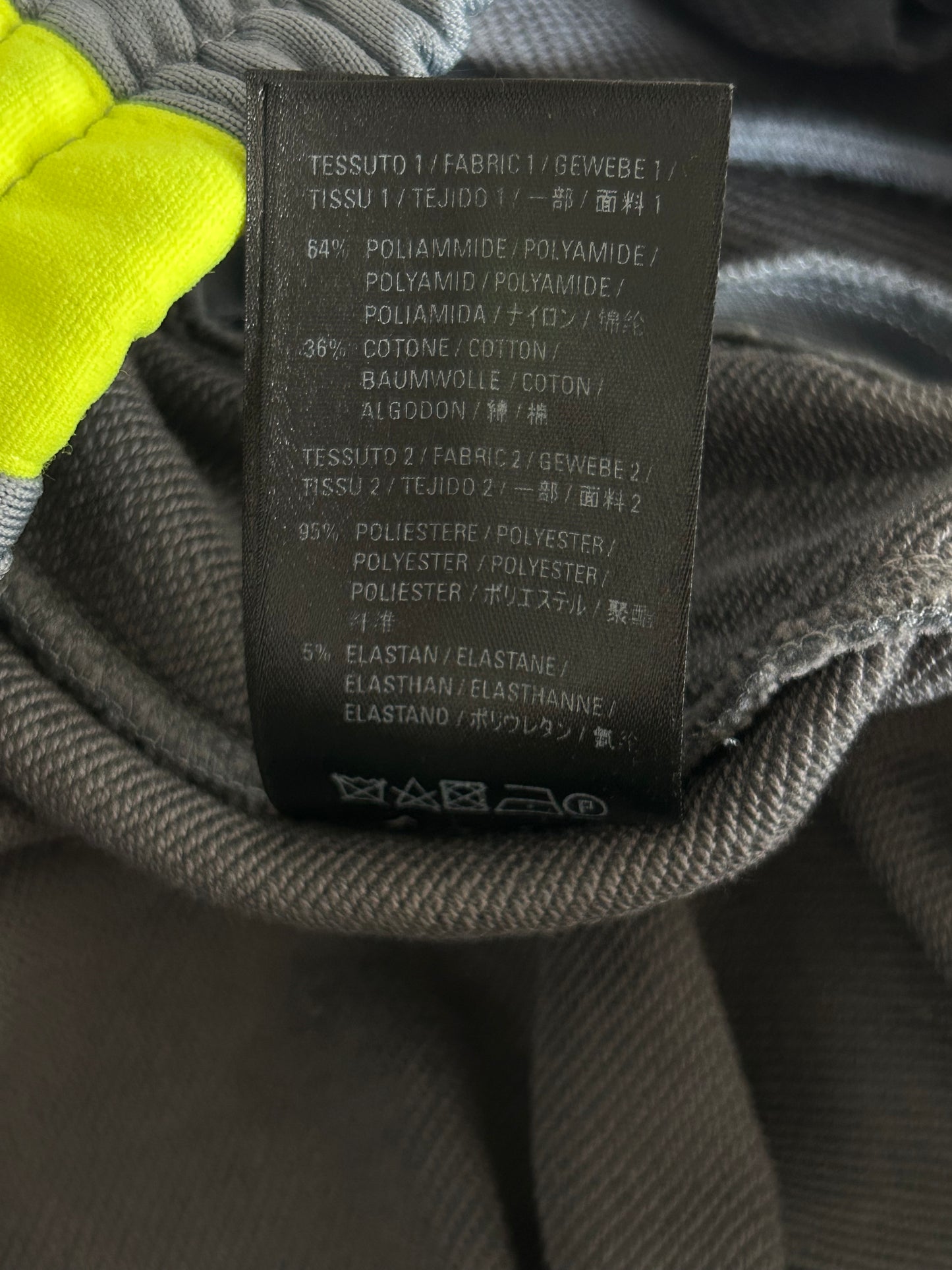 Balenciaga Grey & Yellow Embroidered Logo Trackpants