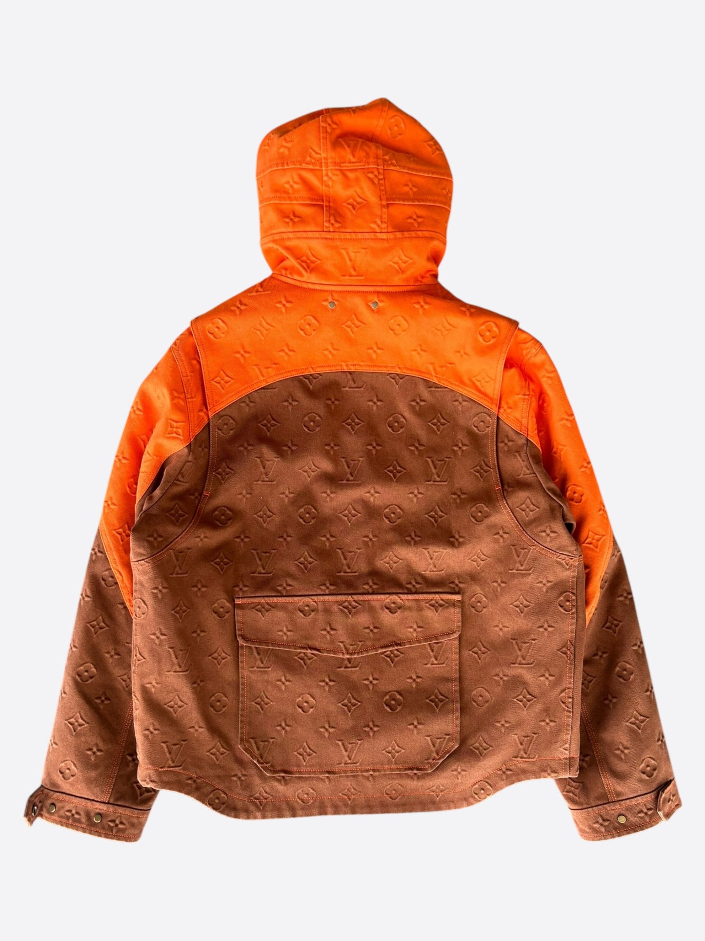 Louis Vuitton Brown & Orange Monogram Carpenter Hooded Jacket
