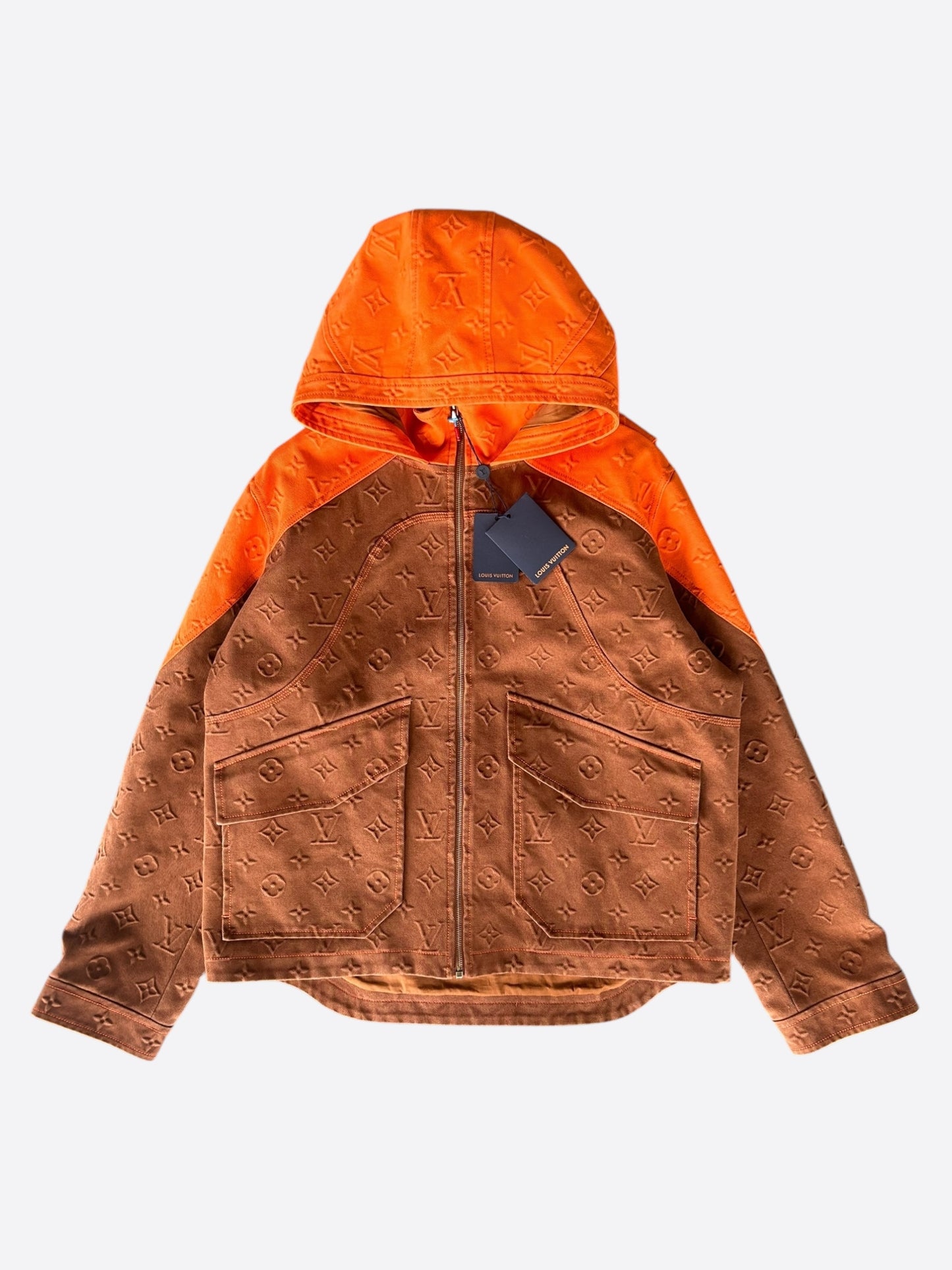 Louis Vuitton Brown & Orange Monogram Carpenter Hooded Jacket